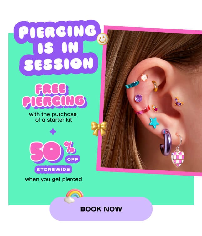 PIERCING IS IN SESSION FREE PIERCING with the  purchase of a starter kit + 50% OFF STOREWIDE
