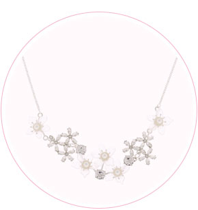 Silver Frosted Flower Statement Necklace