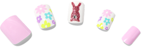 8. Easter Bunny Square Press On Faux Nail Set - 24 Pack