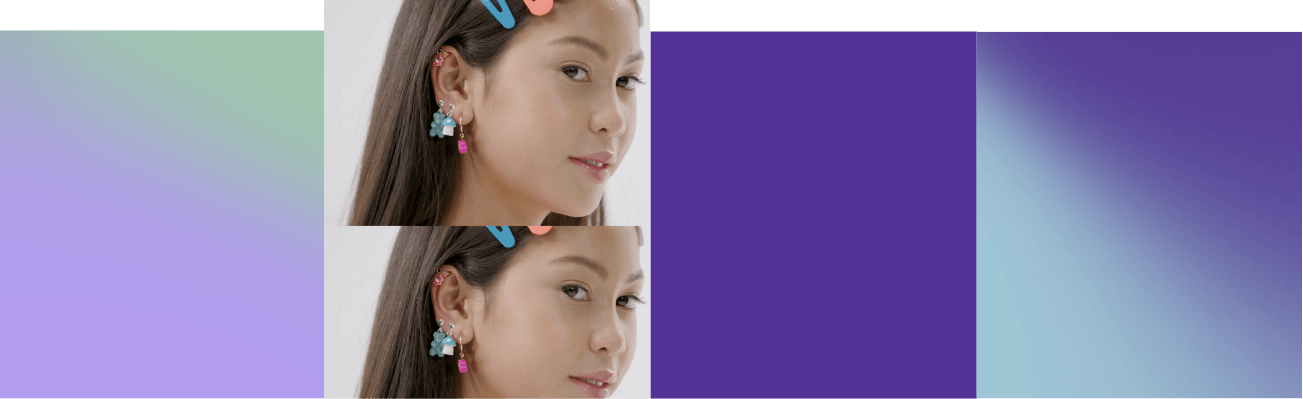 Multicolored background with picture of girl wearing Claire's accessories