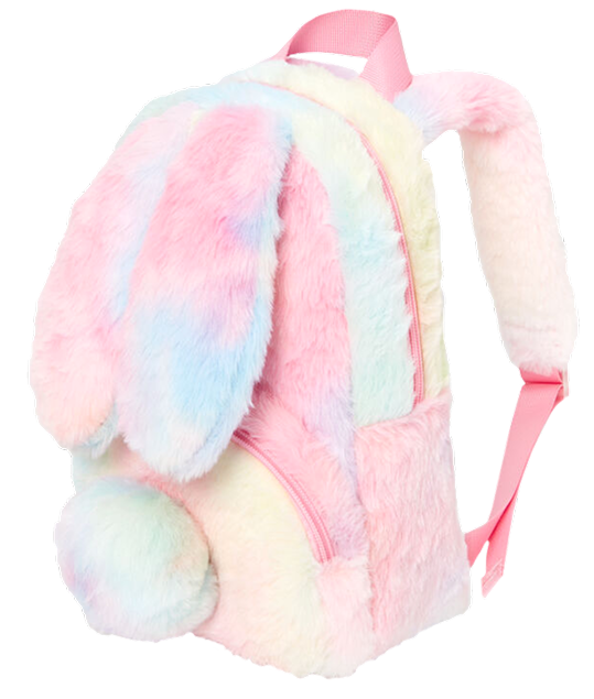 4. Claire’s Club Pastel Tie Dye Bunny Furry Mini Backpack