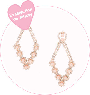 Pendantes couleur doré rose avec perles d'imitation couleur doré rose 6,3 cm