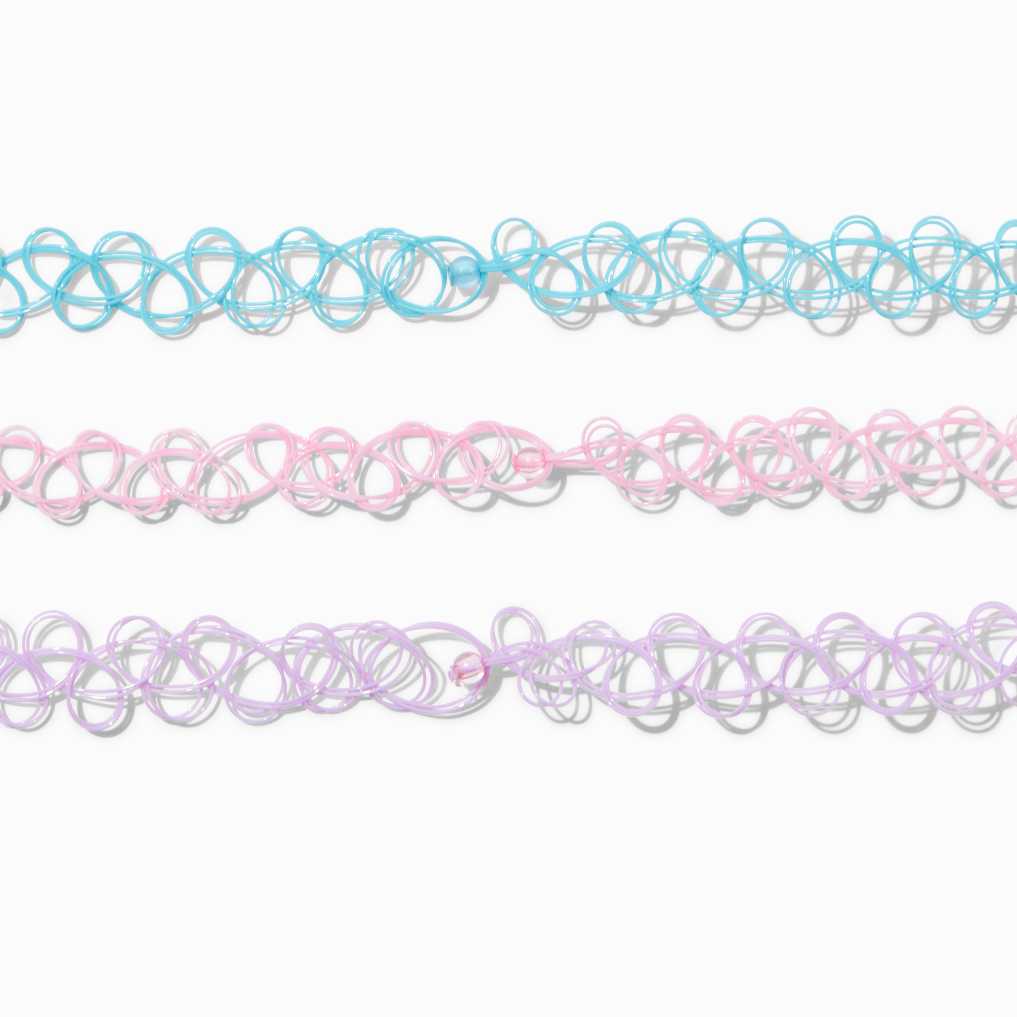 Claire's Club Pastel Beach Tattoo Choker Necklaces - 3 Pack