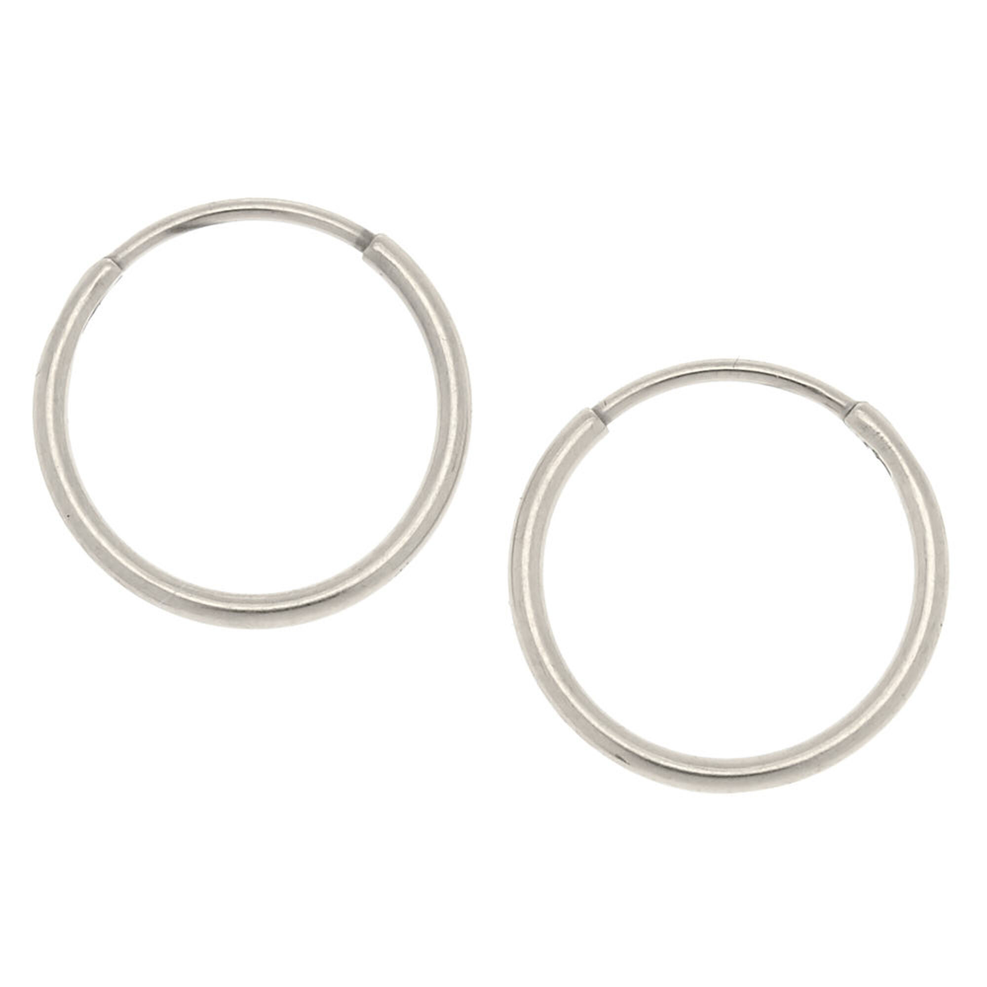 C LUXE by Claire's Silver-tone Titanium 10mm Sleek Hoop Earrings
