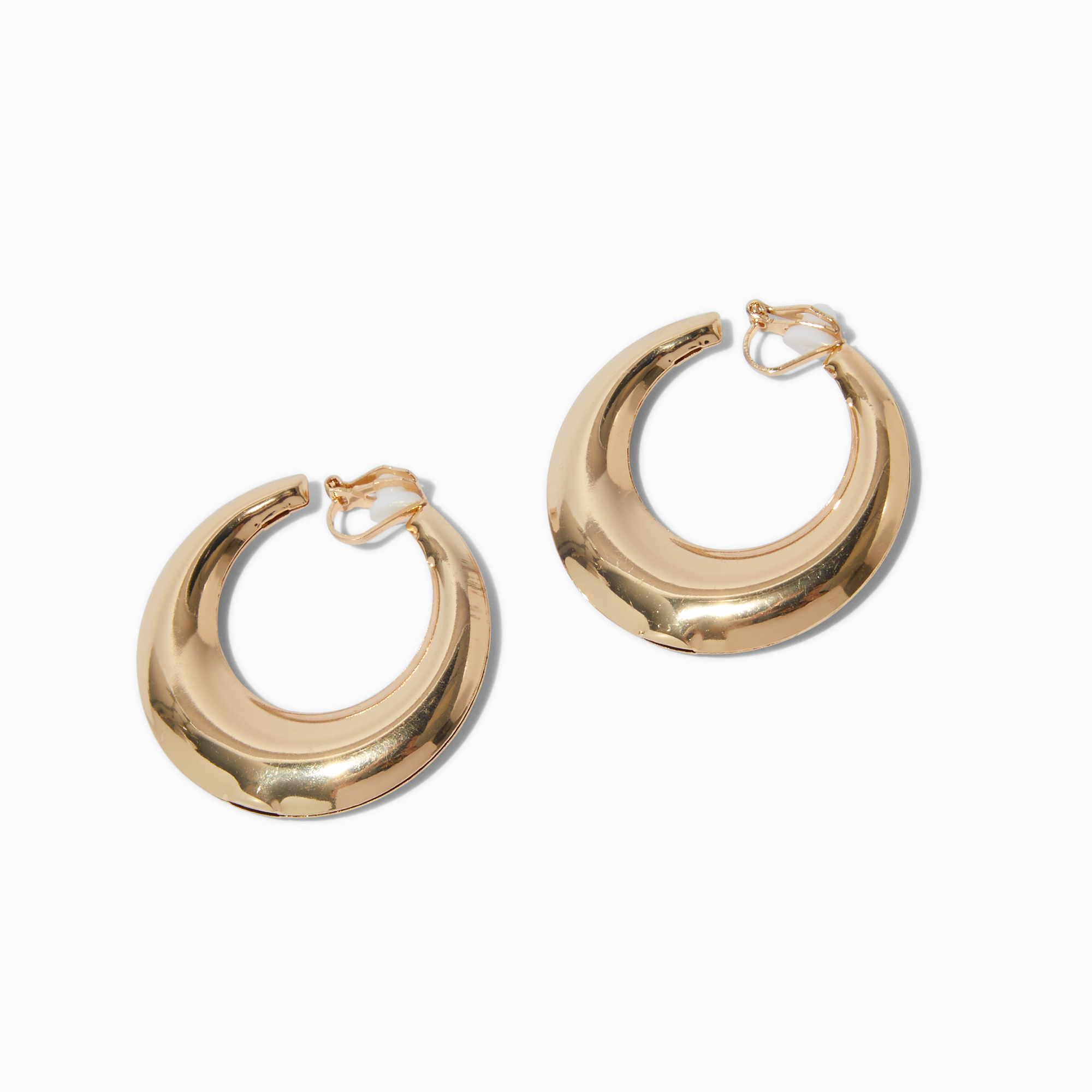 Gold-tone Chunky 40mm Clip-On Hoop Earrings