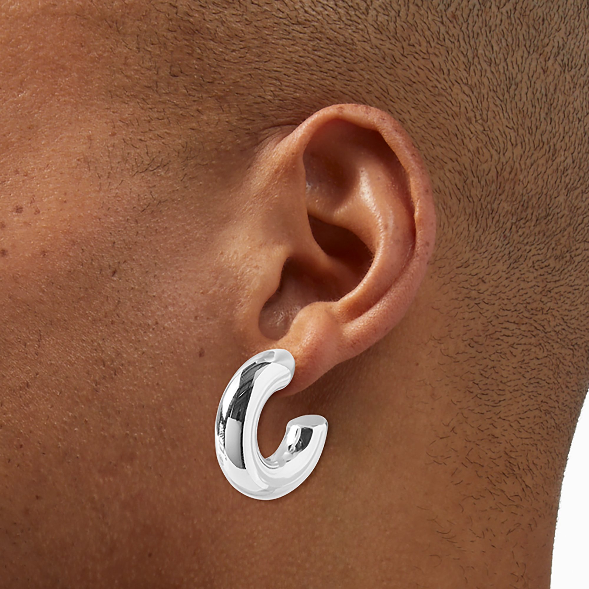 Silver-tone Thick 35mm Hoop Earrings