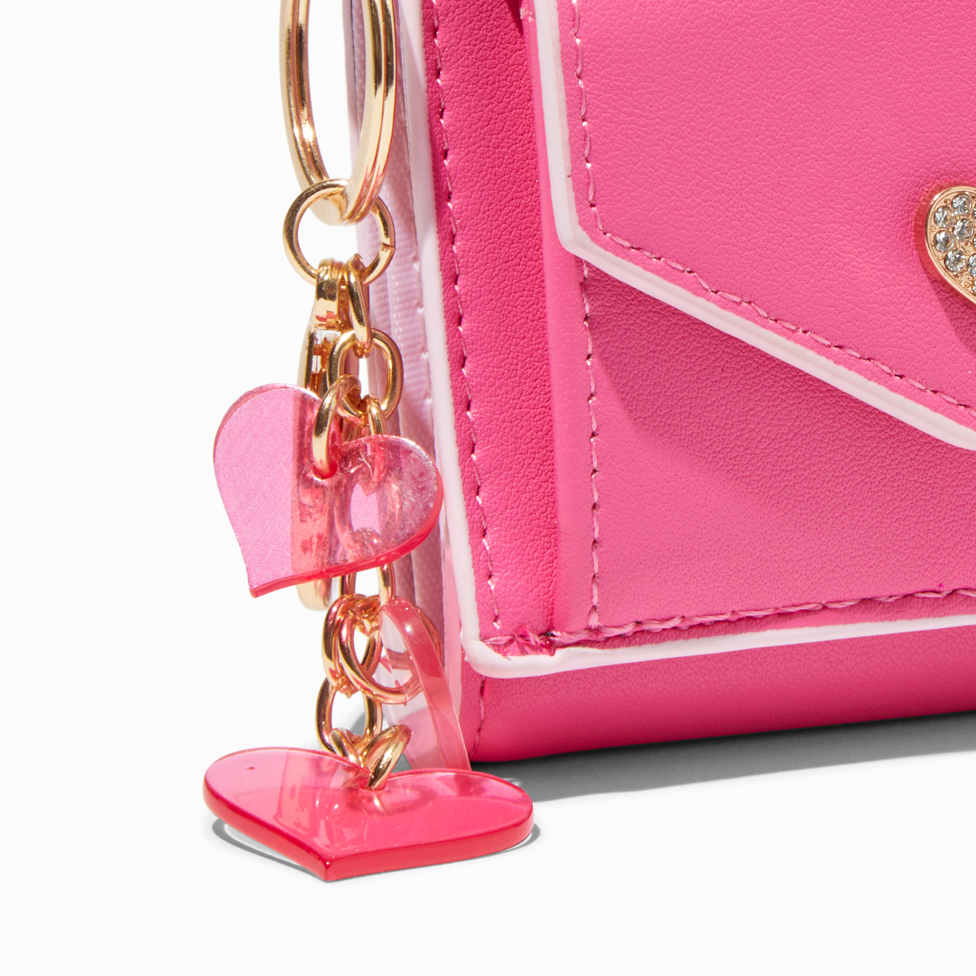 Heart Emblem Bright Pink Trifold Wallet | Claire's US
