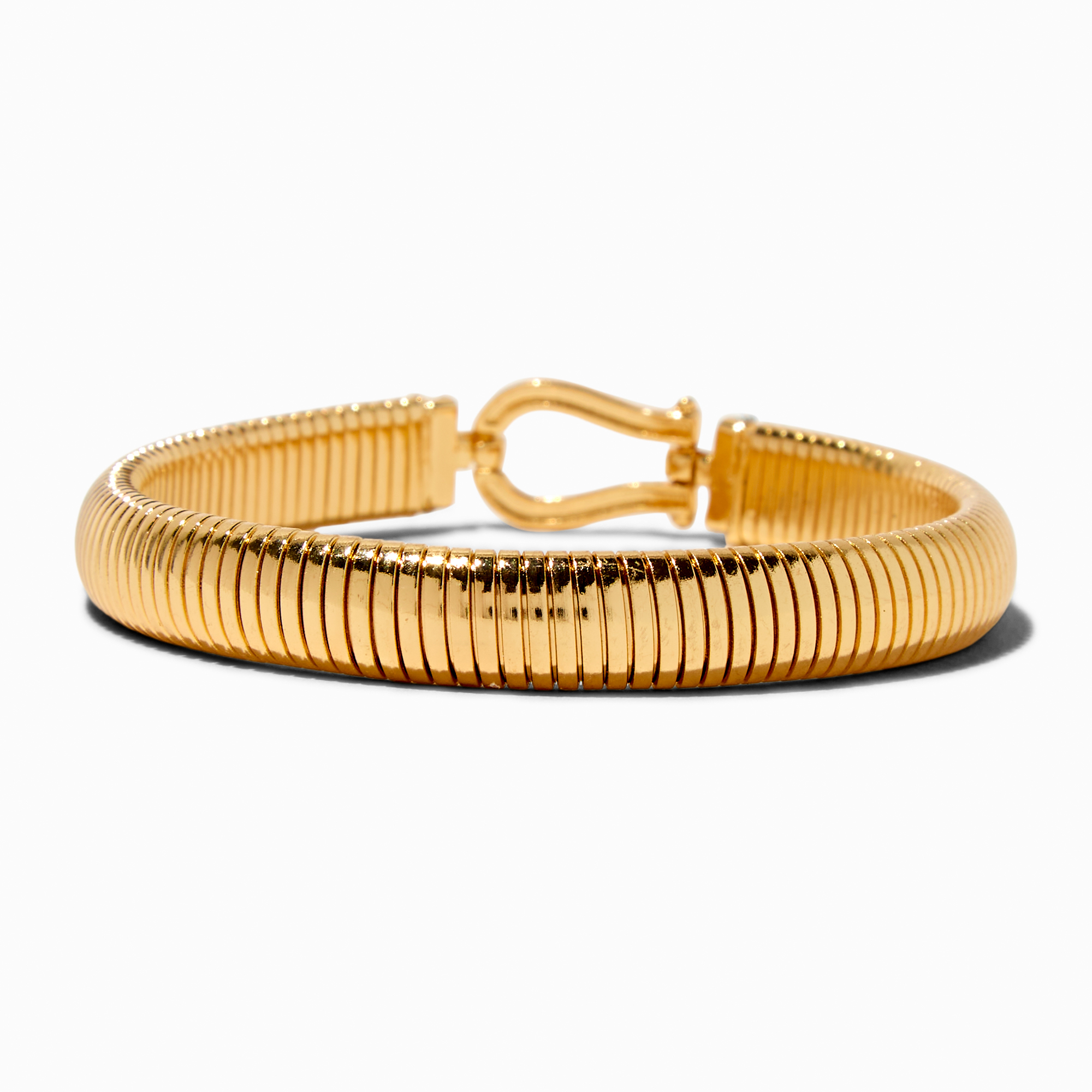 Gold-tone Crystal Horseshoe Stretch Bracelet