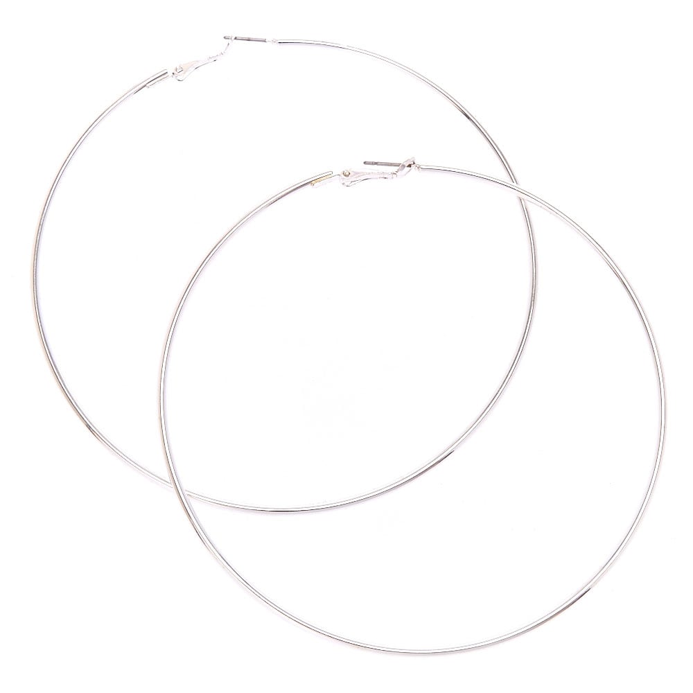 Silver-tone 100mm Hoop Earrings | Claire's US
