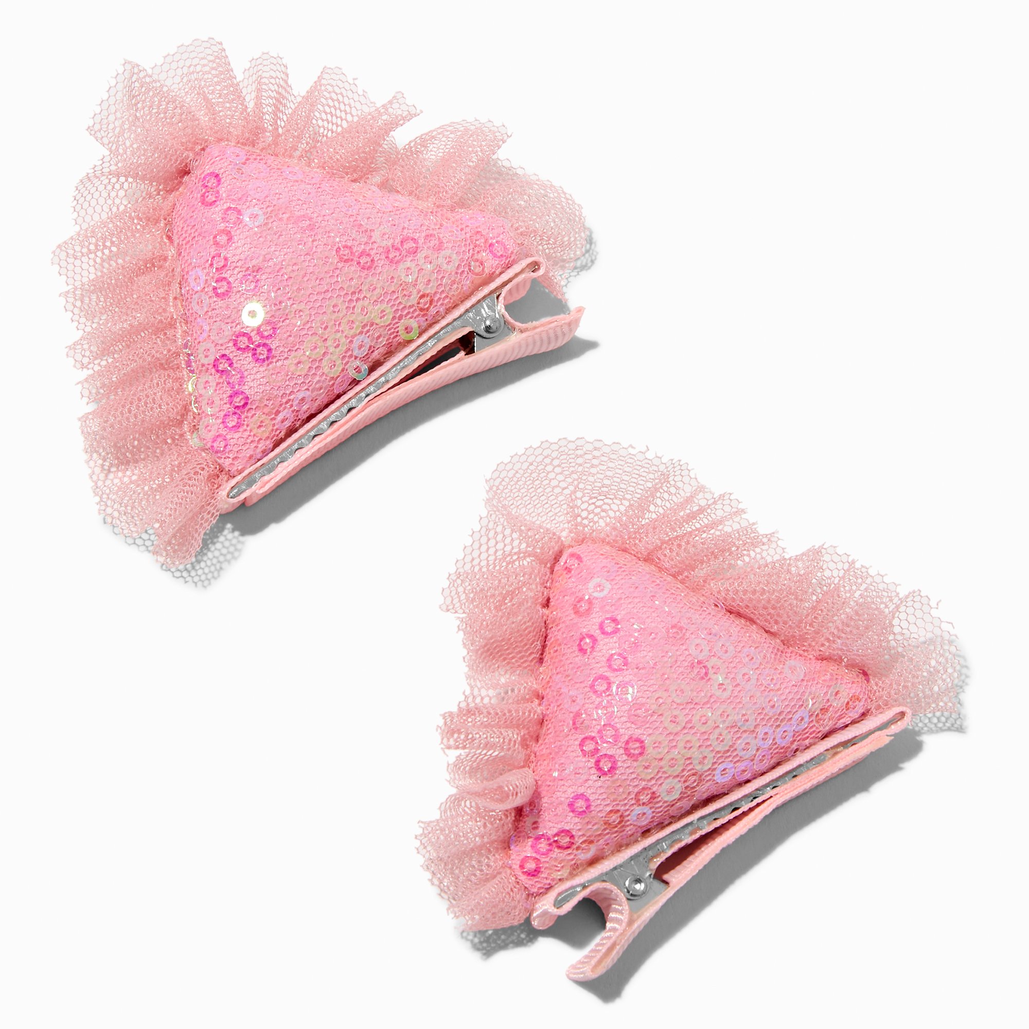 Claire's Club Pink Sequin Cat Ears Hair Clips - 2 Pack