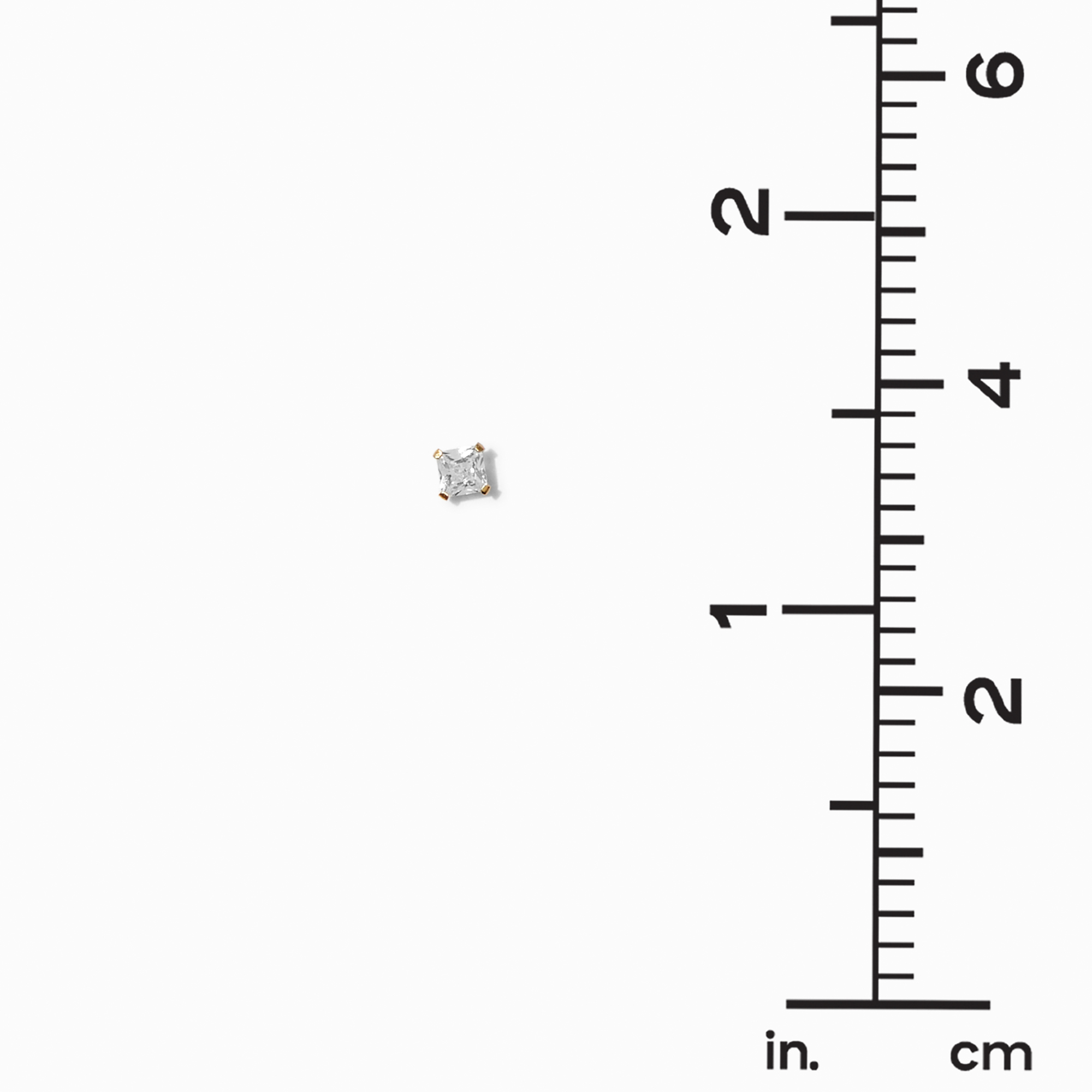 C LUXE by Claire's 14k Yellow Gold Cubic Zirconia 3MM Square