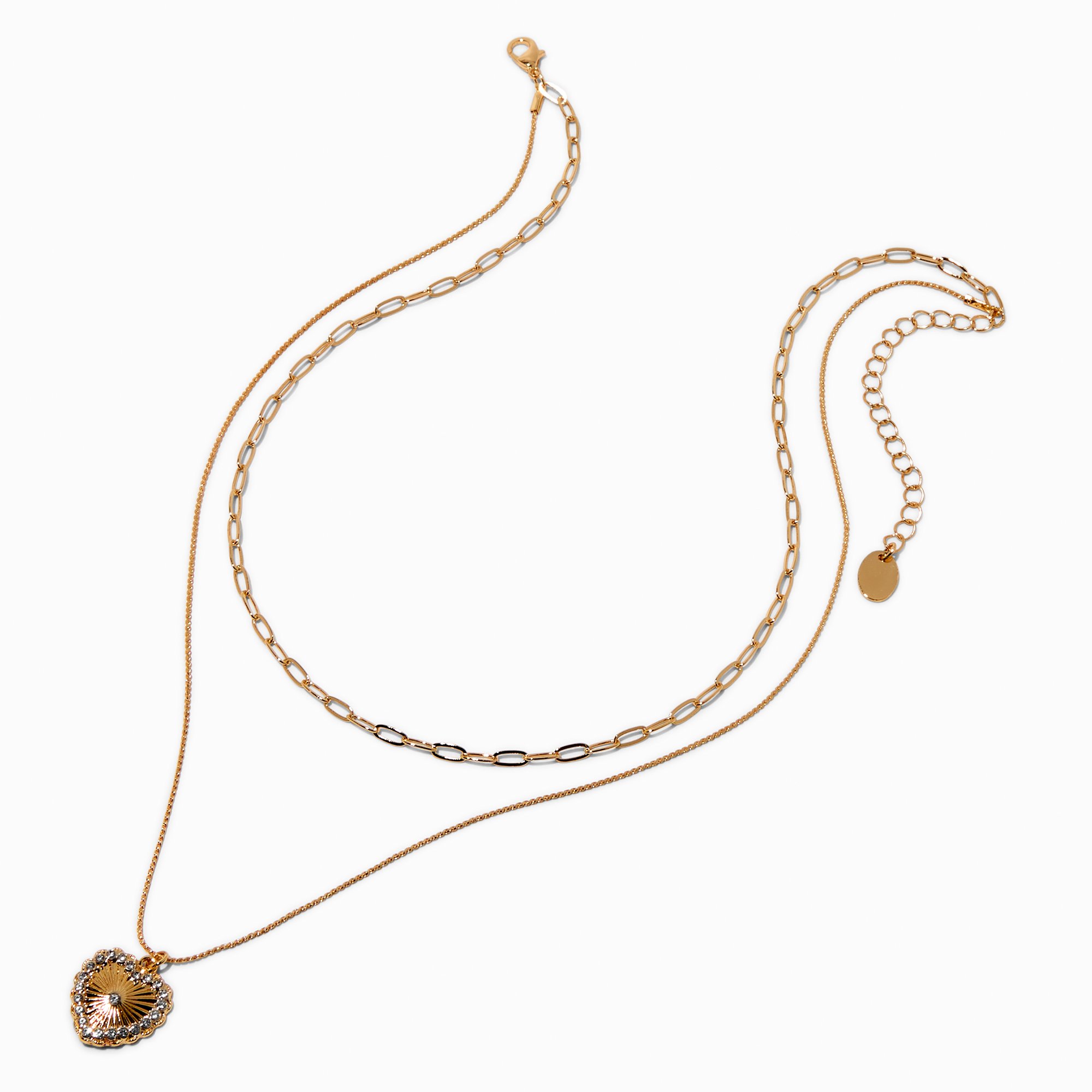 Gold-tone Ornate Heart Multi-Strand Necklace
