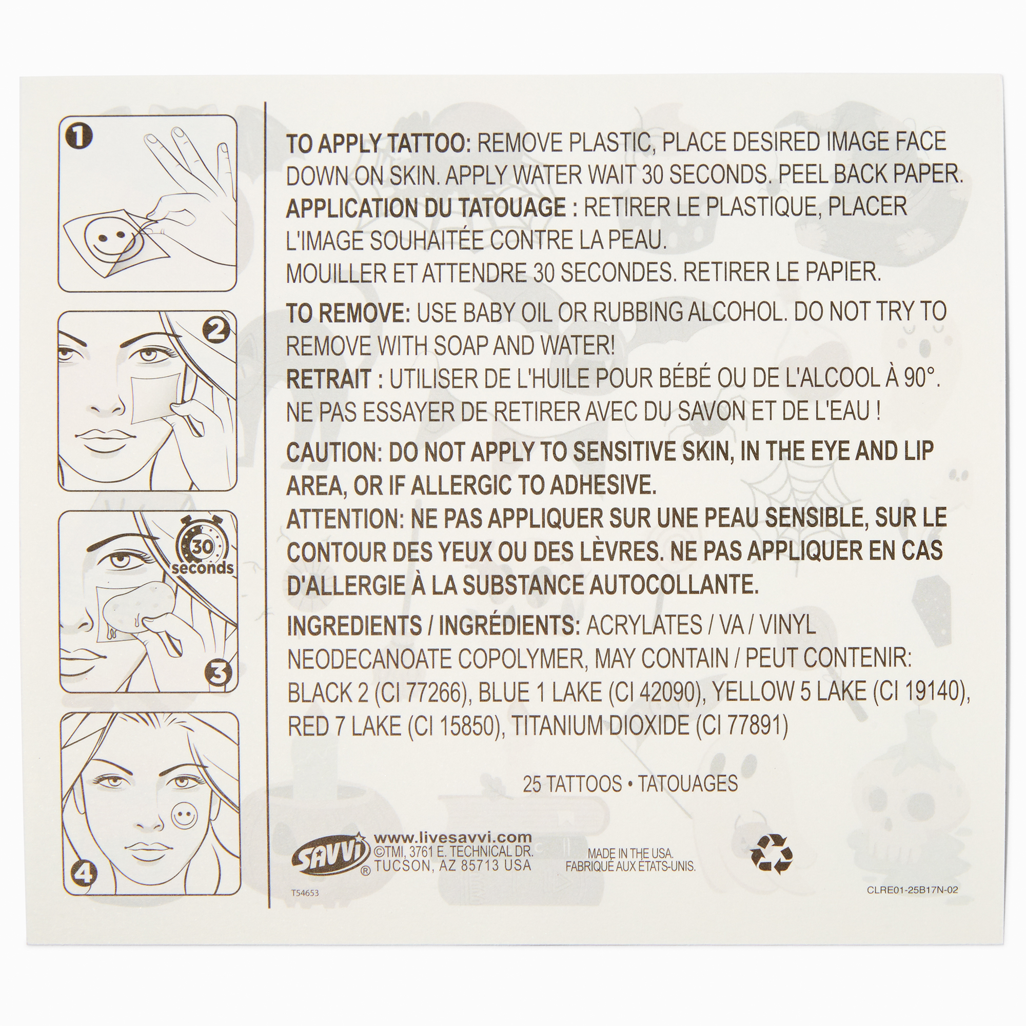 Ghoul Halloween Temporary Tattoos - 50 Pack