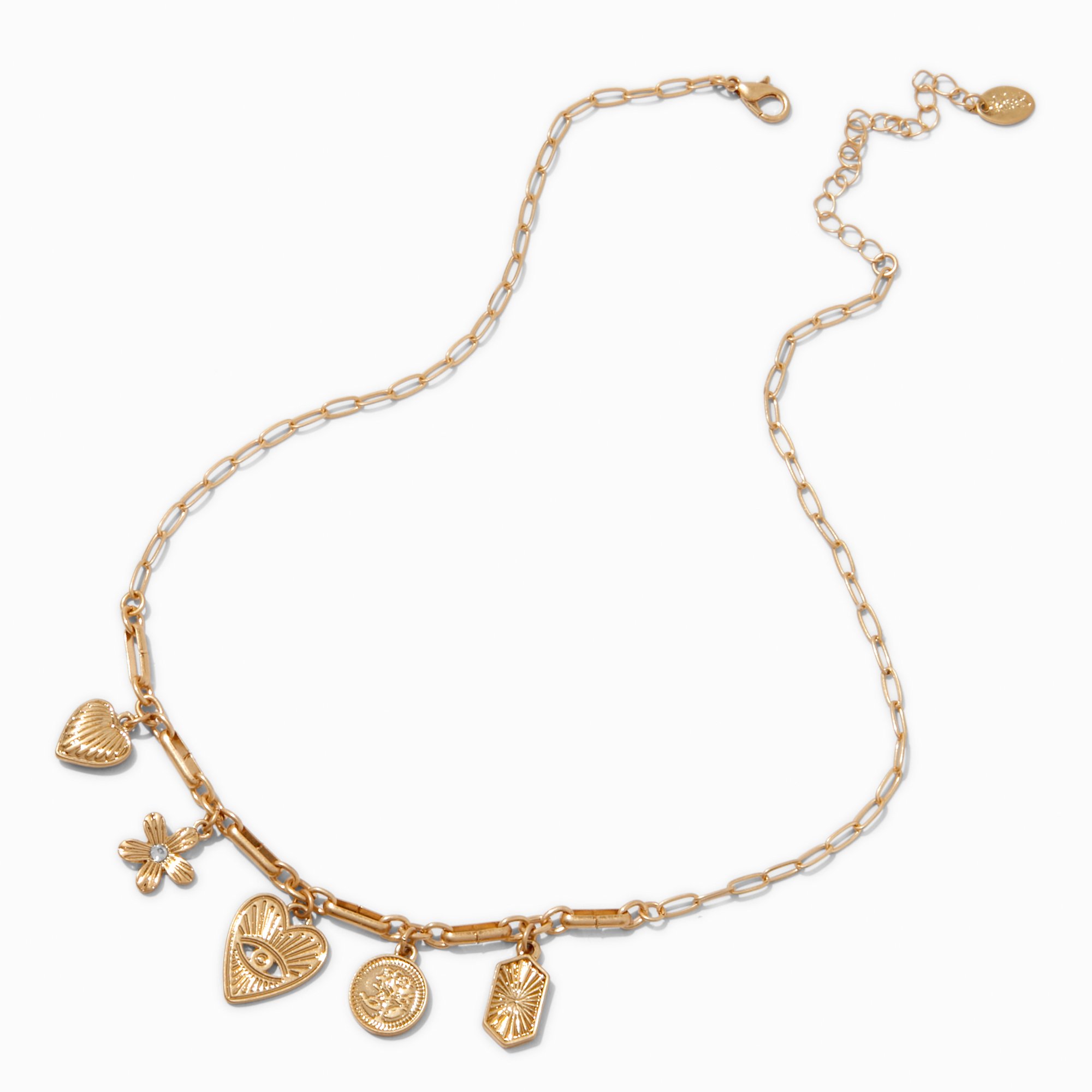 Gold-tone Evil Eye Charm Choker Necklace