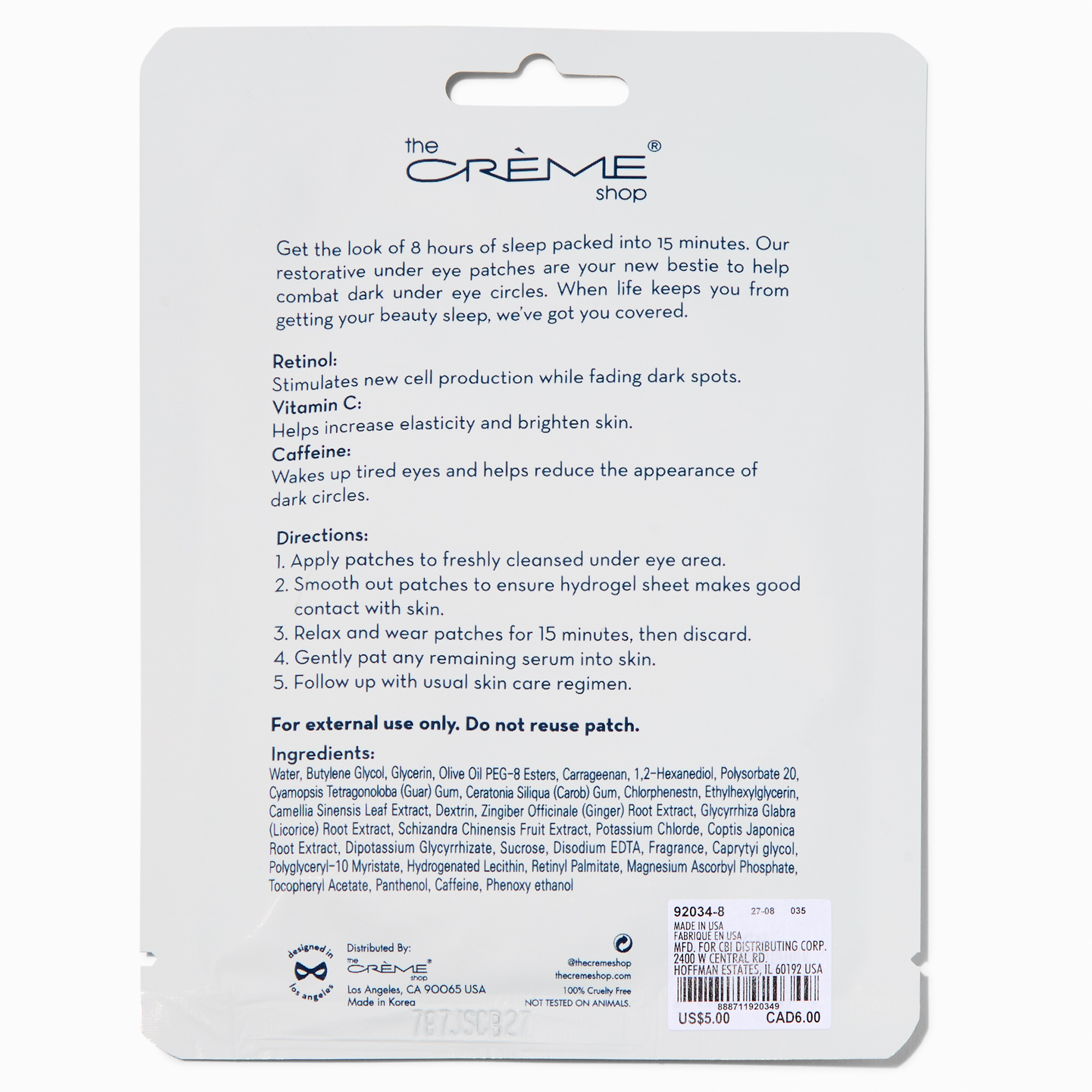 The Crème Shop® How Do I Look? Rested. Restorative Hydrogel Under Eye Patches - 2 Pack