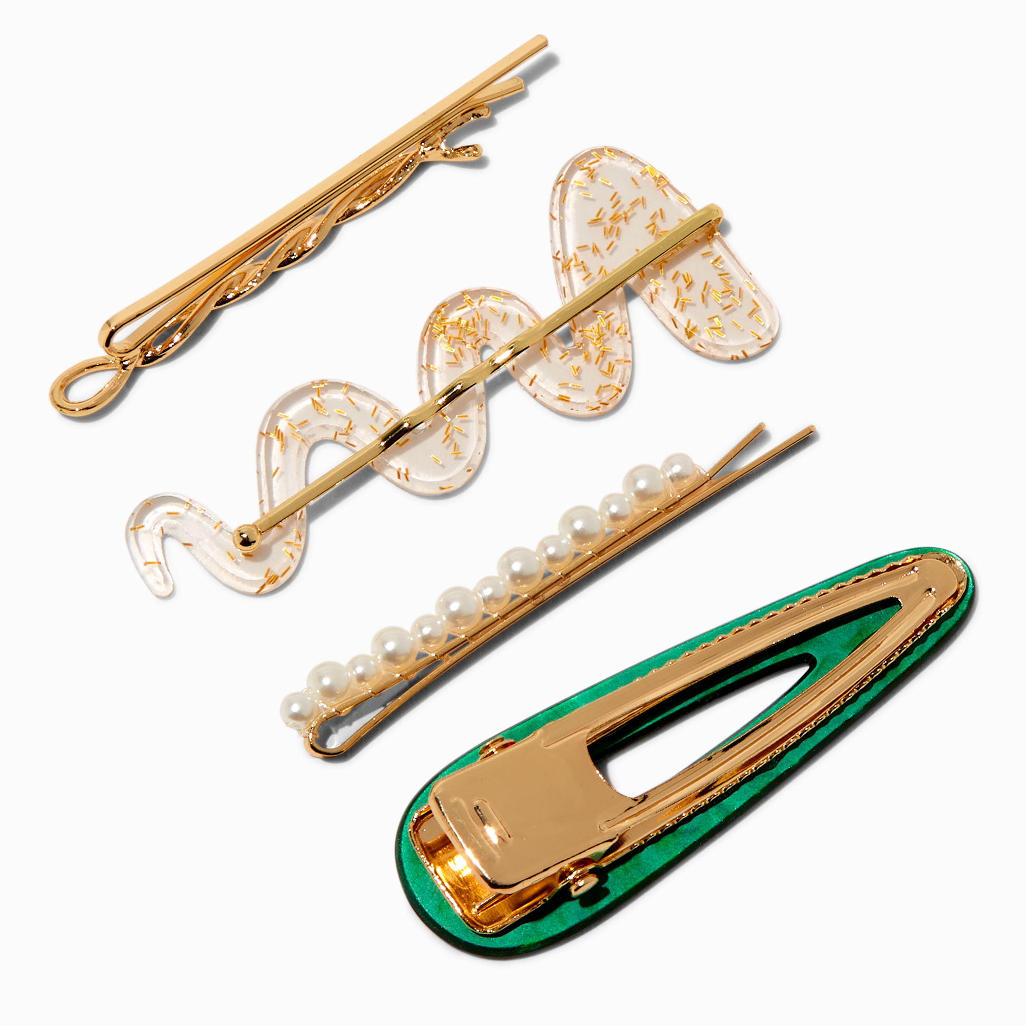 Mixed Gold Squiggle Hair Pins - 4 Pack