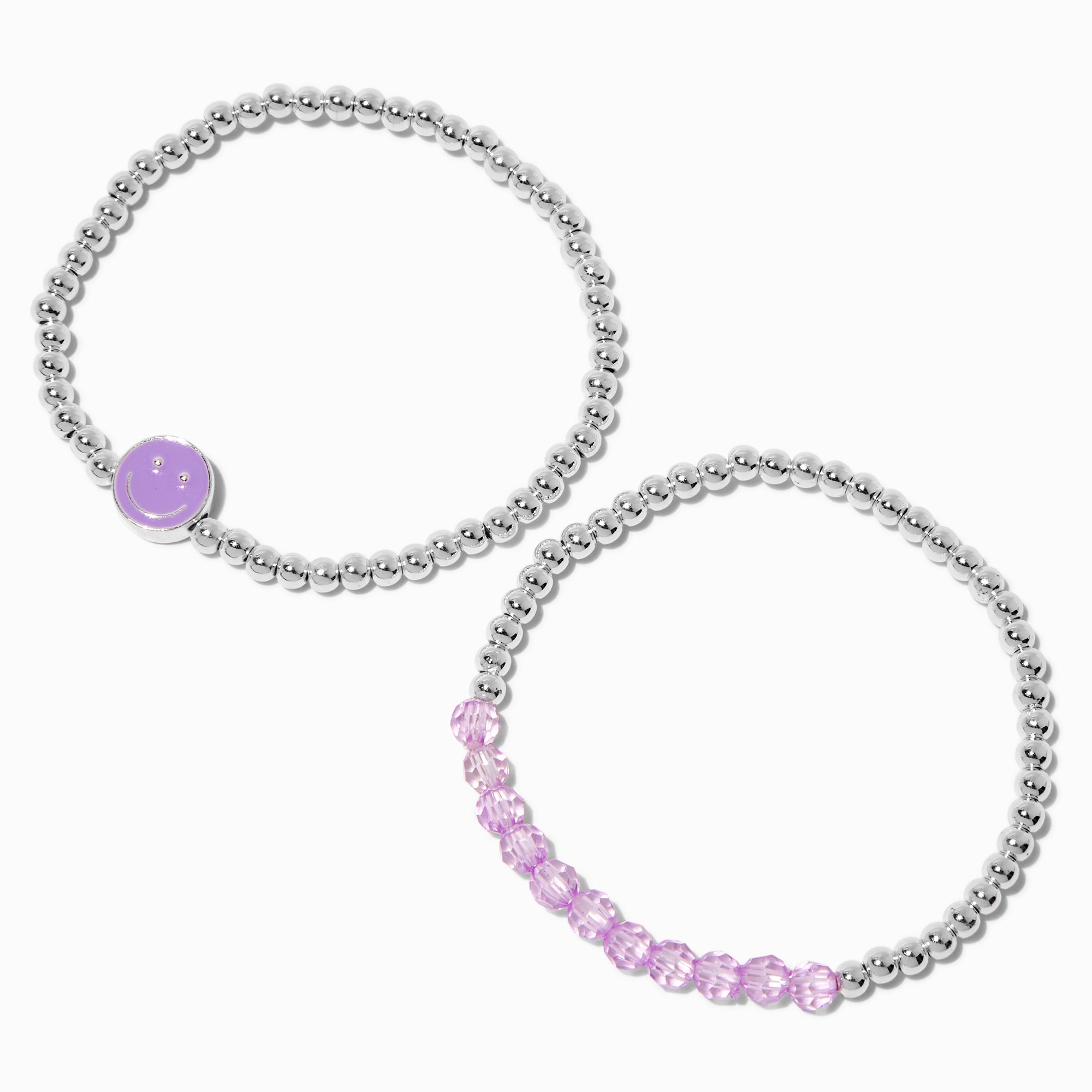 Purple Happy Face Stretch Bracelets - 2 Pack