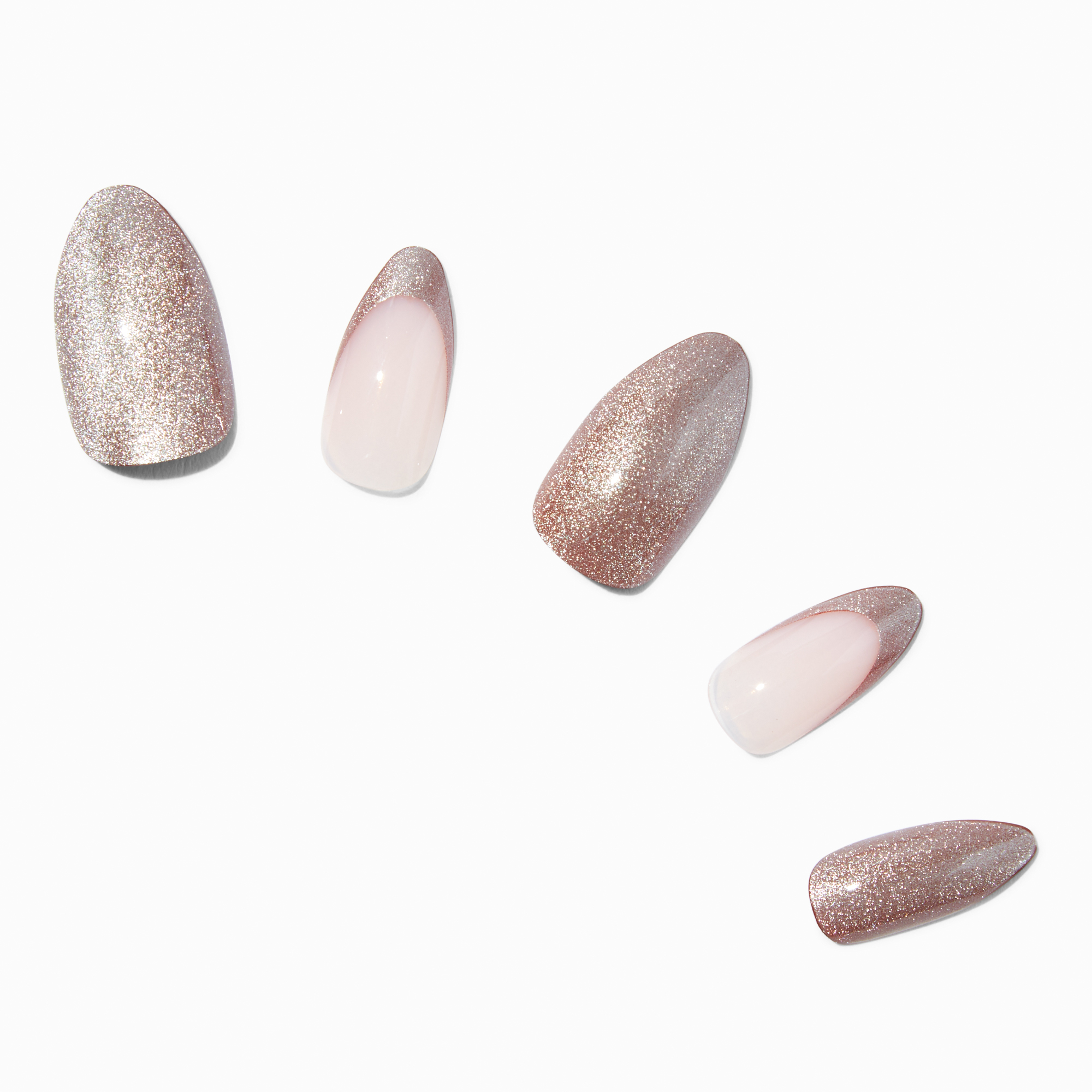 Brown Glitter French Tip Stiletto Vegan Faux Nail Set - 24 Pack
