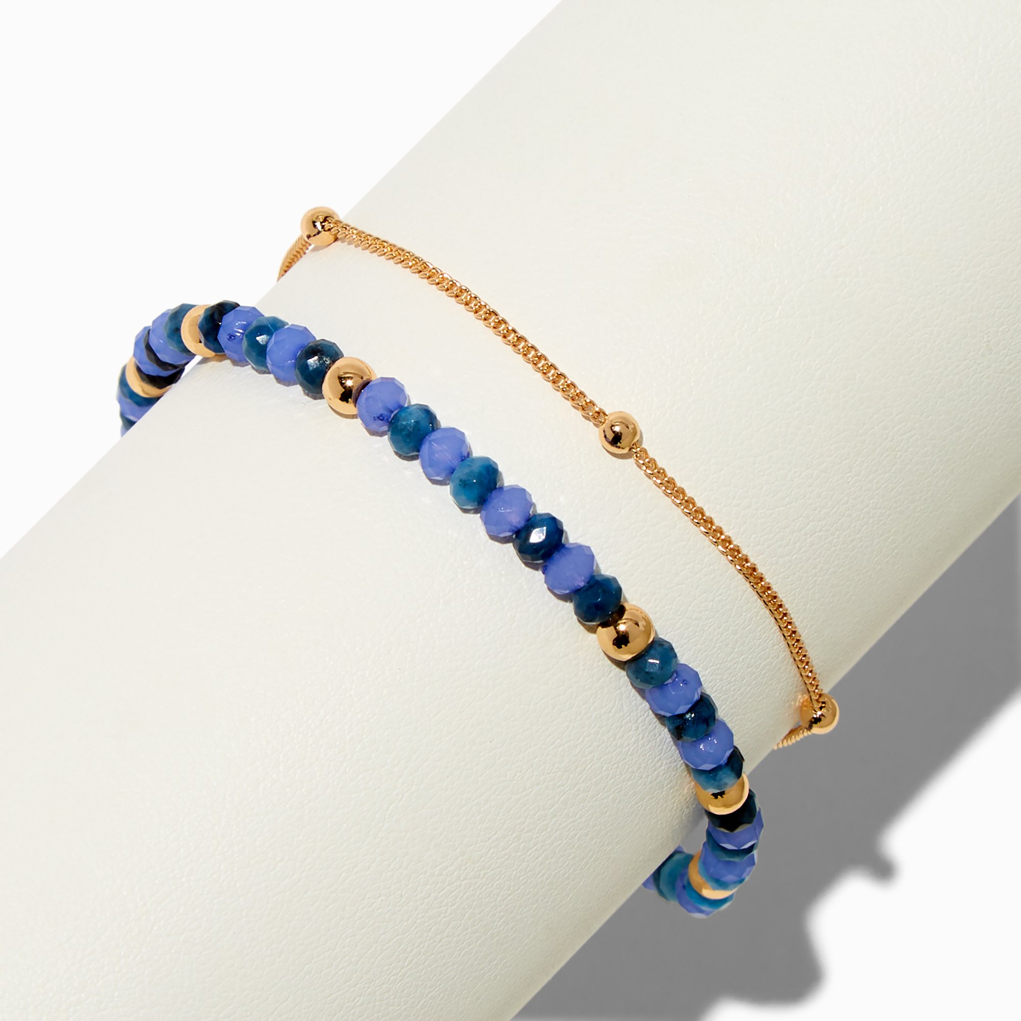 Beaded Gold-tone Chain Adjustable Bracelet