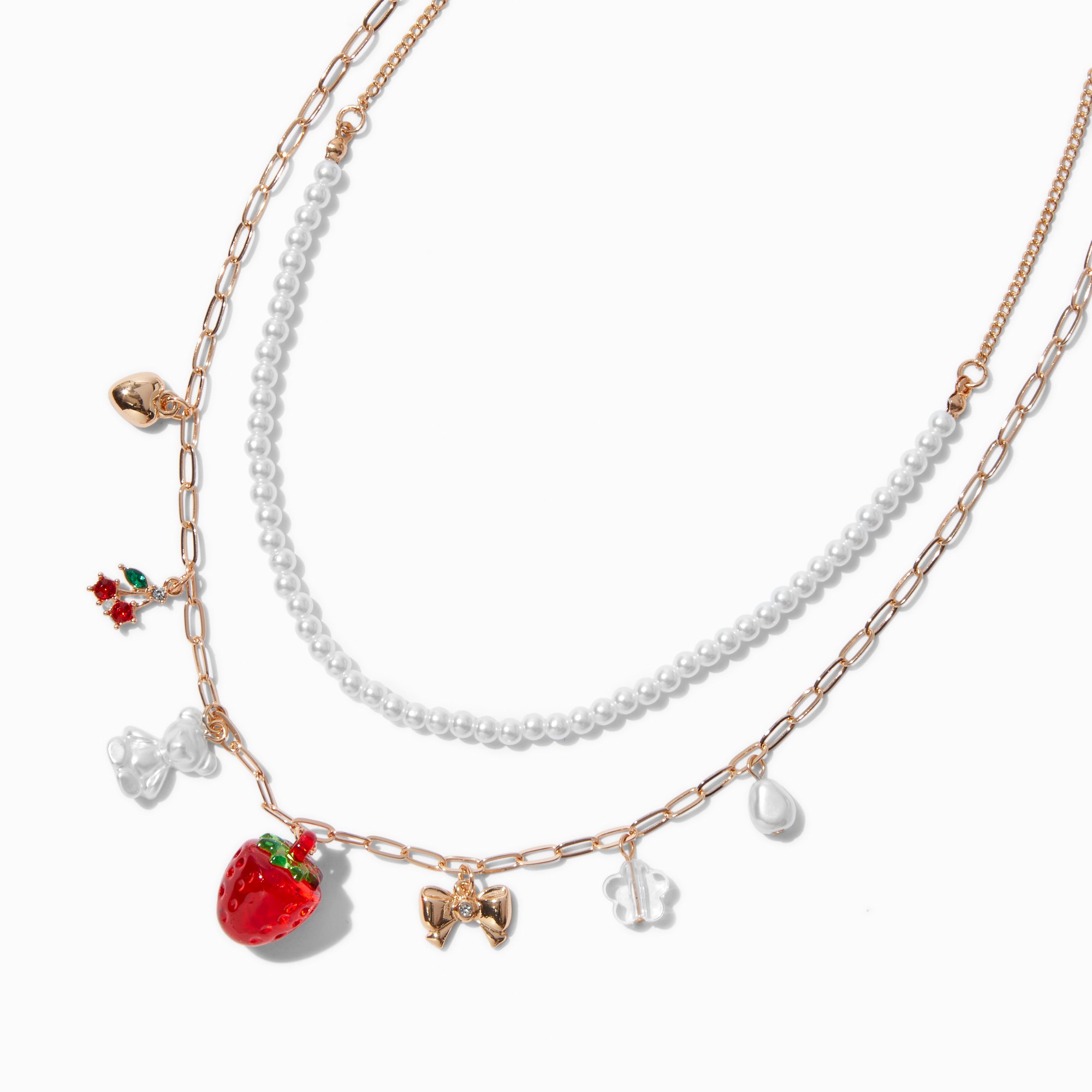 Cherry Berry Pearl Multi-Strand Necklace | Claire's US