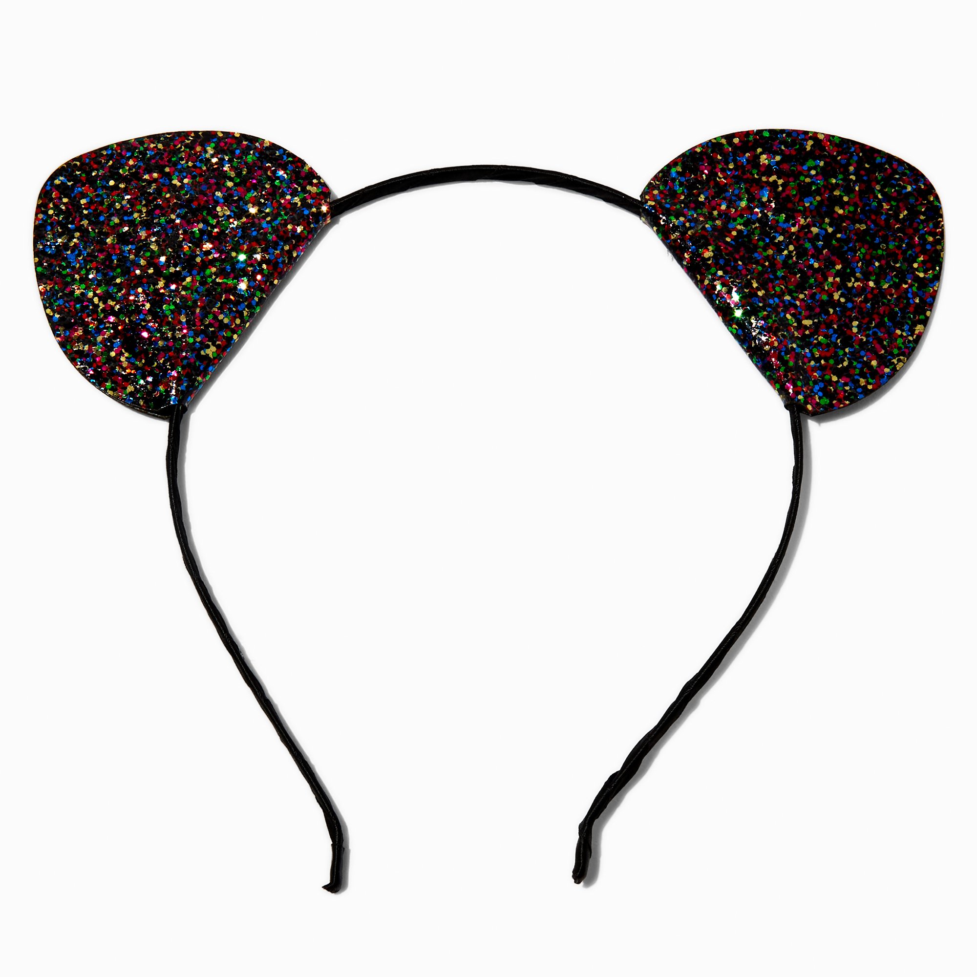 Rainbow Glitter Black Ear Headband