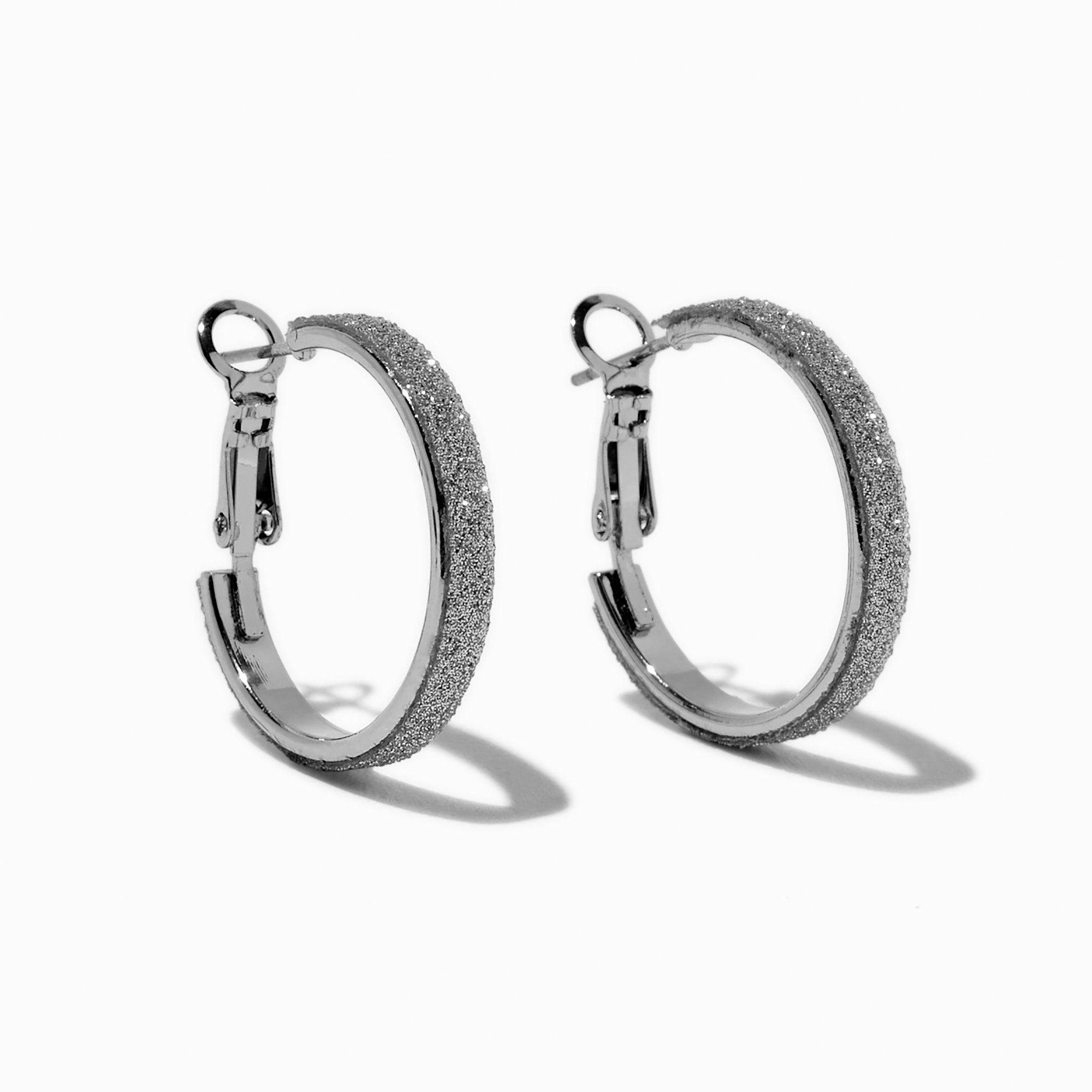 ☆TATIANA☆ Silver 925 glitter hoop earrings EC3008 MUSINSA公式 | TATIANA (Silver 925) Glitter hoop earrings EC3008