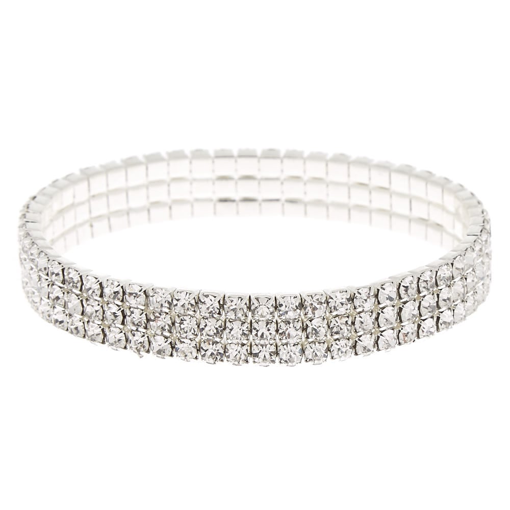 Silver Rhinestone Stretch Bracelet | Claire's US