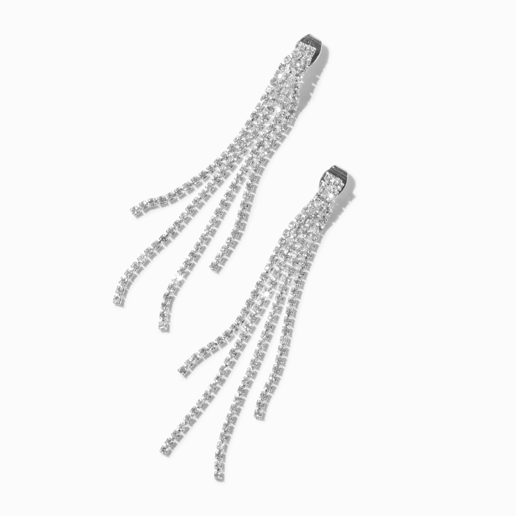 Silver-tone Rhinestone Cup Chain Fringe 3