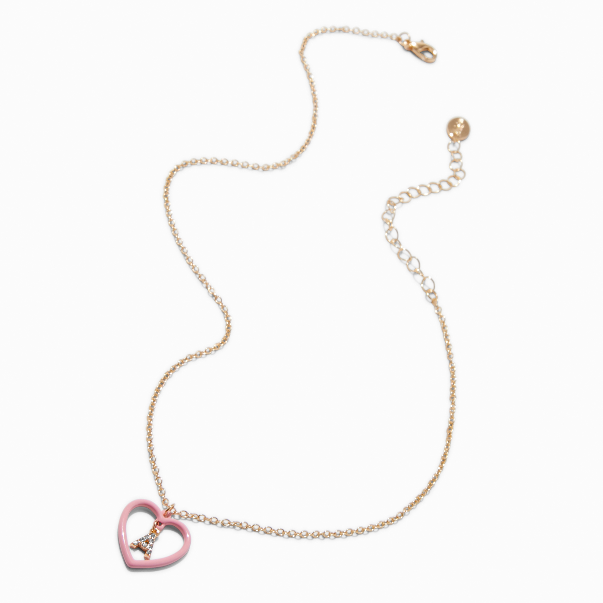 Pink Heart Initial Pendant Necklace