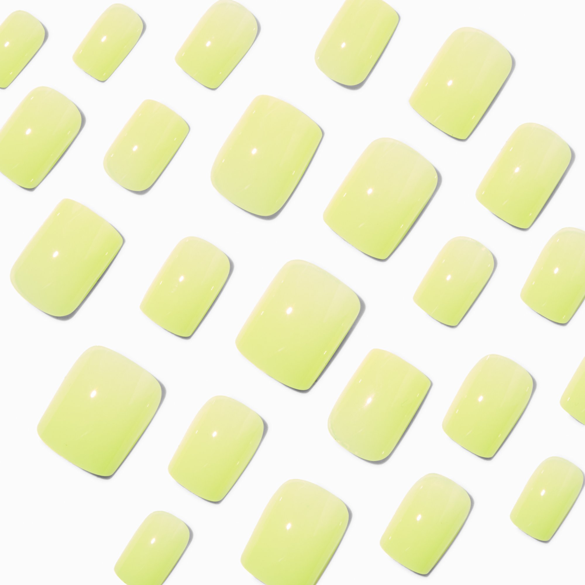 Lime Green Glossy Medium Square Vegan Faux Nail Set - 24 Pack