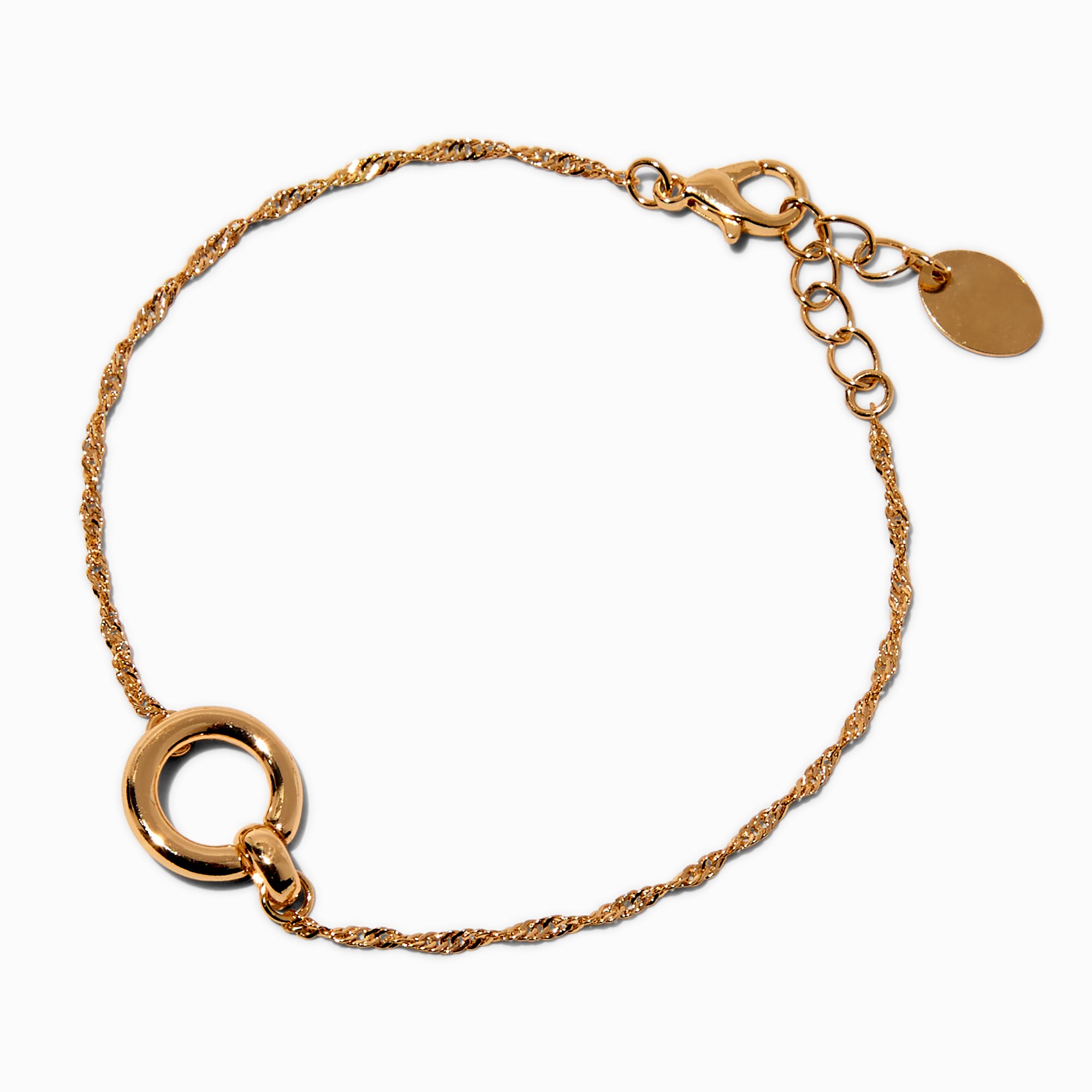 Gold-tone Twisted O Ring Chain Bracelet