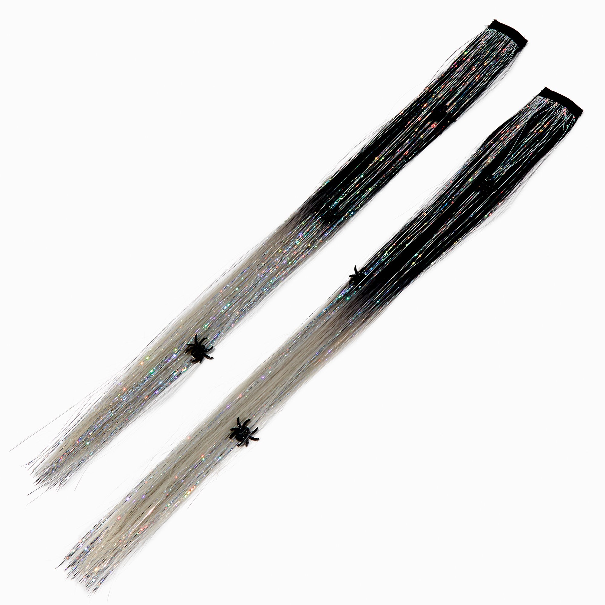 Mini Spiders & Tinsel Halloween Faux Hair Clip In Extensions - 2 Pack