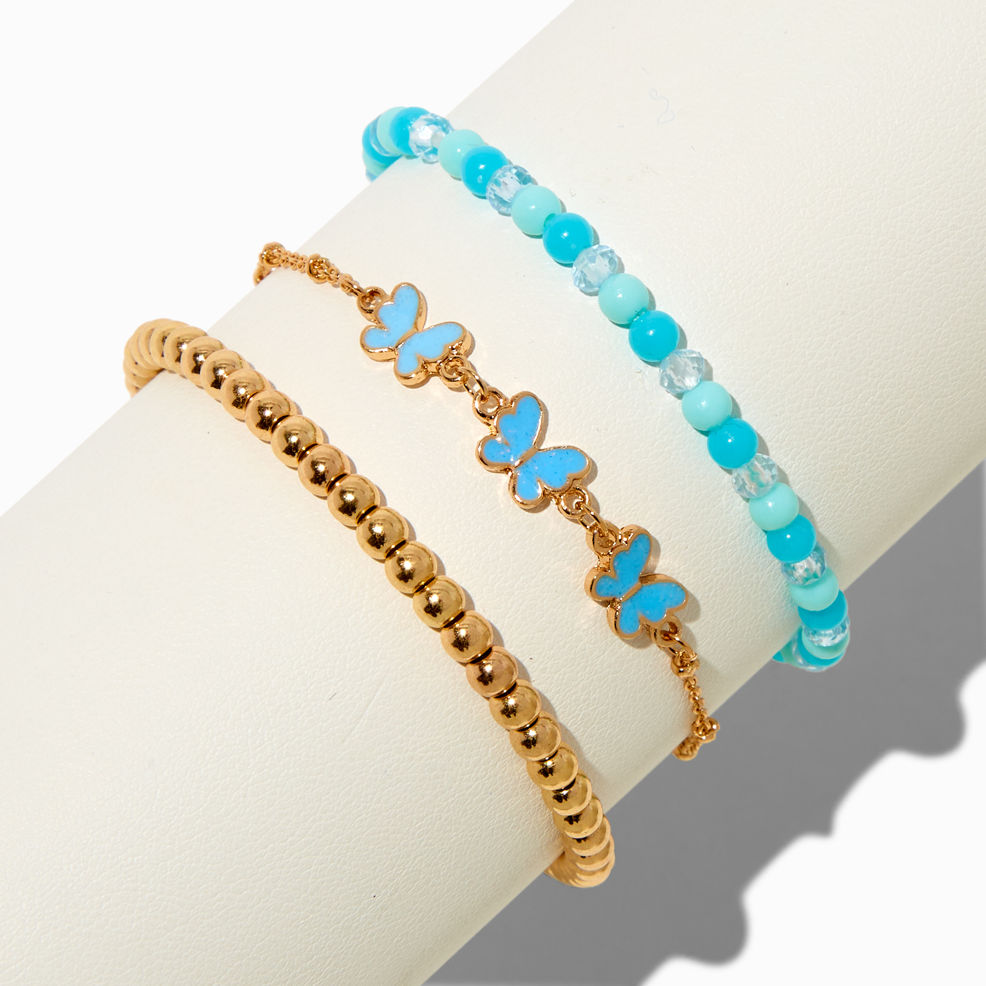 Blue Ombré Butterfly Bracelet Set - 3 Pack