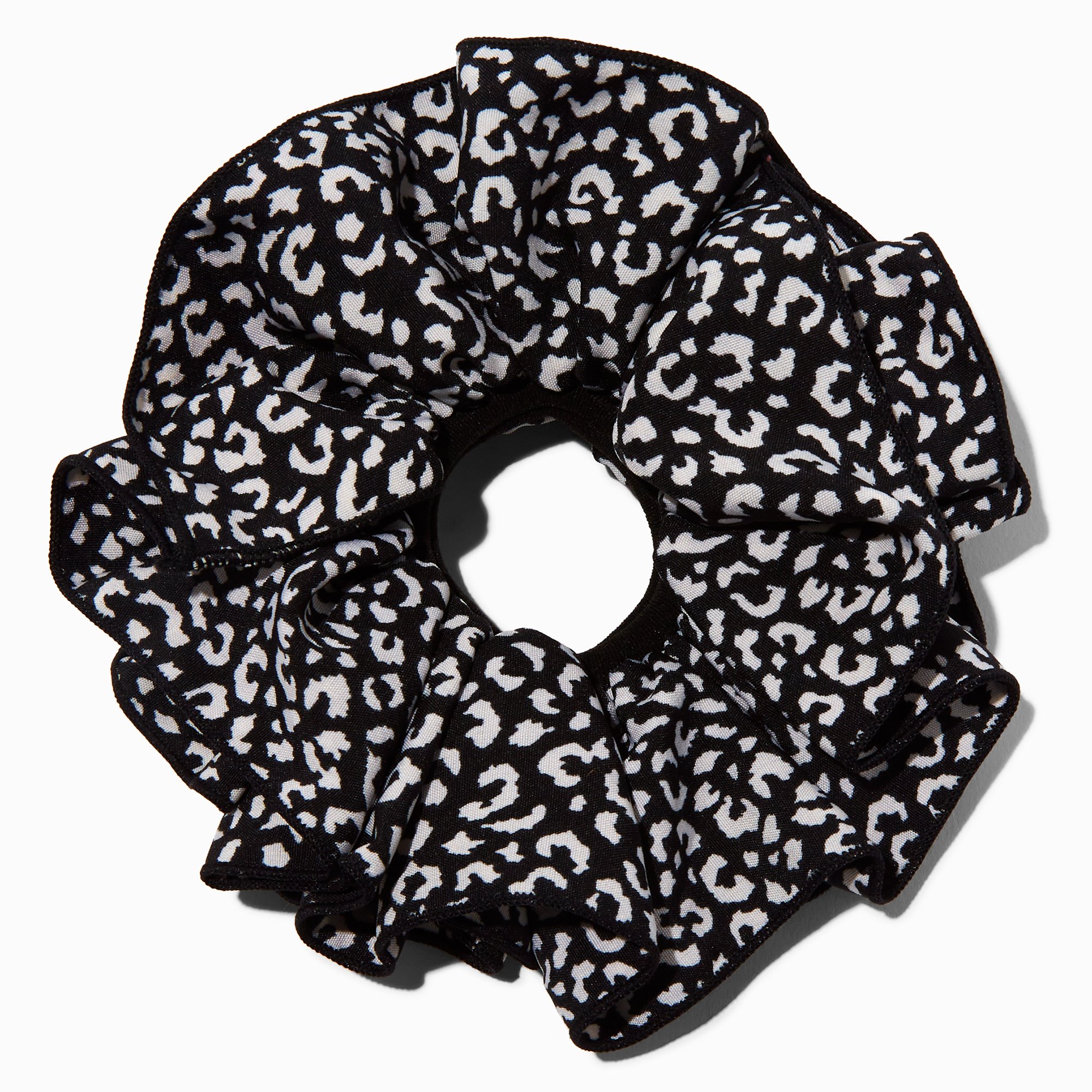 Black & White Cheetah Print Hair Scrunchie