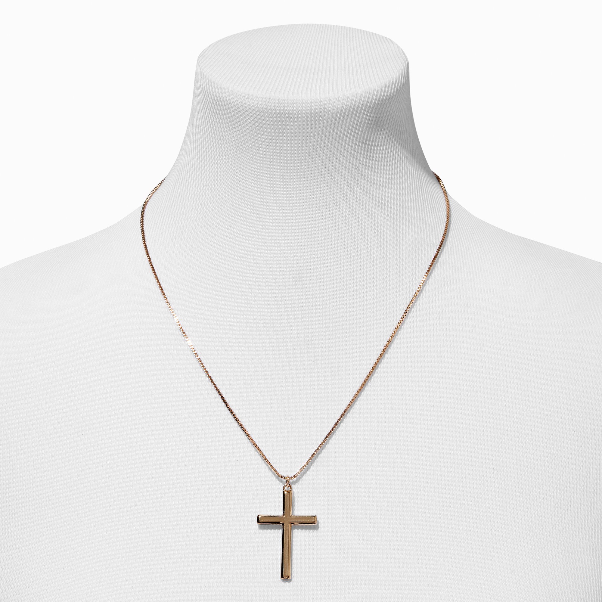 Gold-tone Cross Pendant Necklace