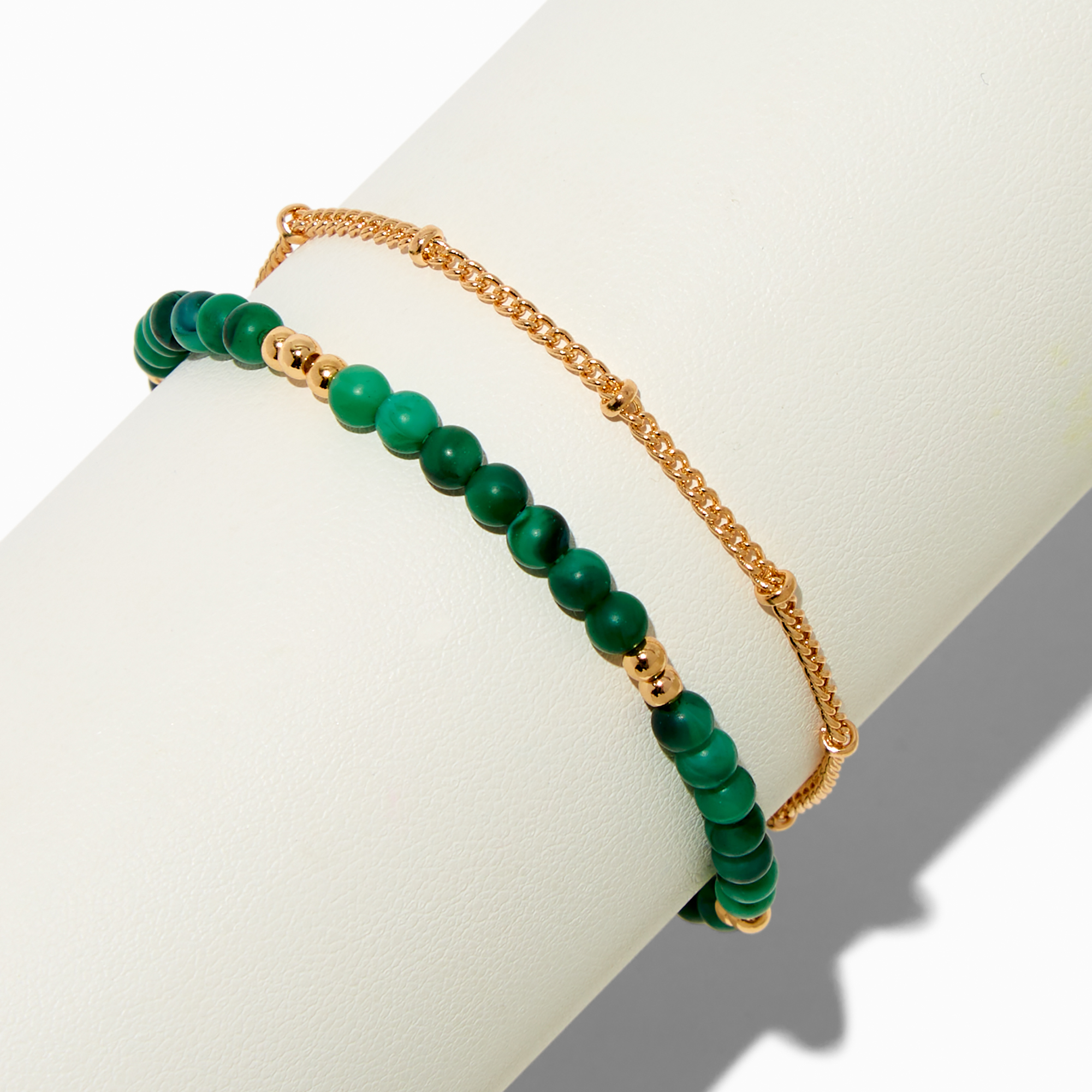 Beaded Gold-tone Chain Adjustable Bracelet