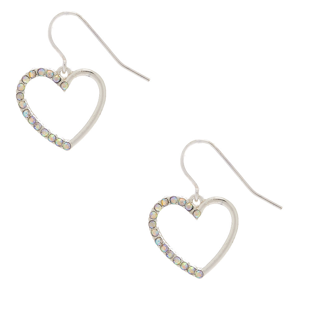☆TATIANA☆ Silver 925 Rainbow Clear Heart Earrings EC1726 925 Sterling Silver Dangle Drop Pink Heart Earrings XFE8152