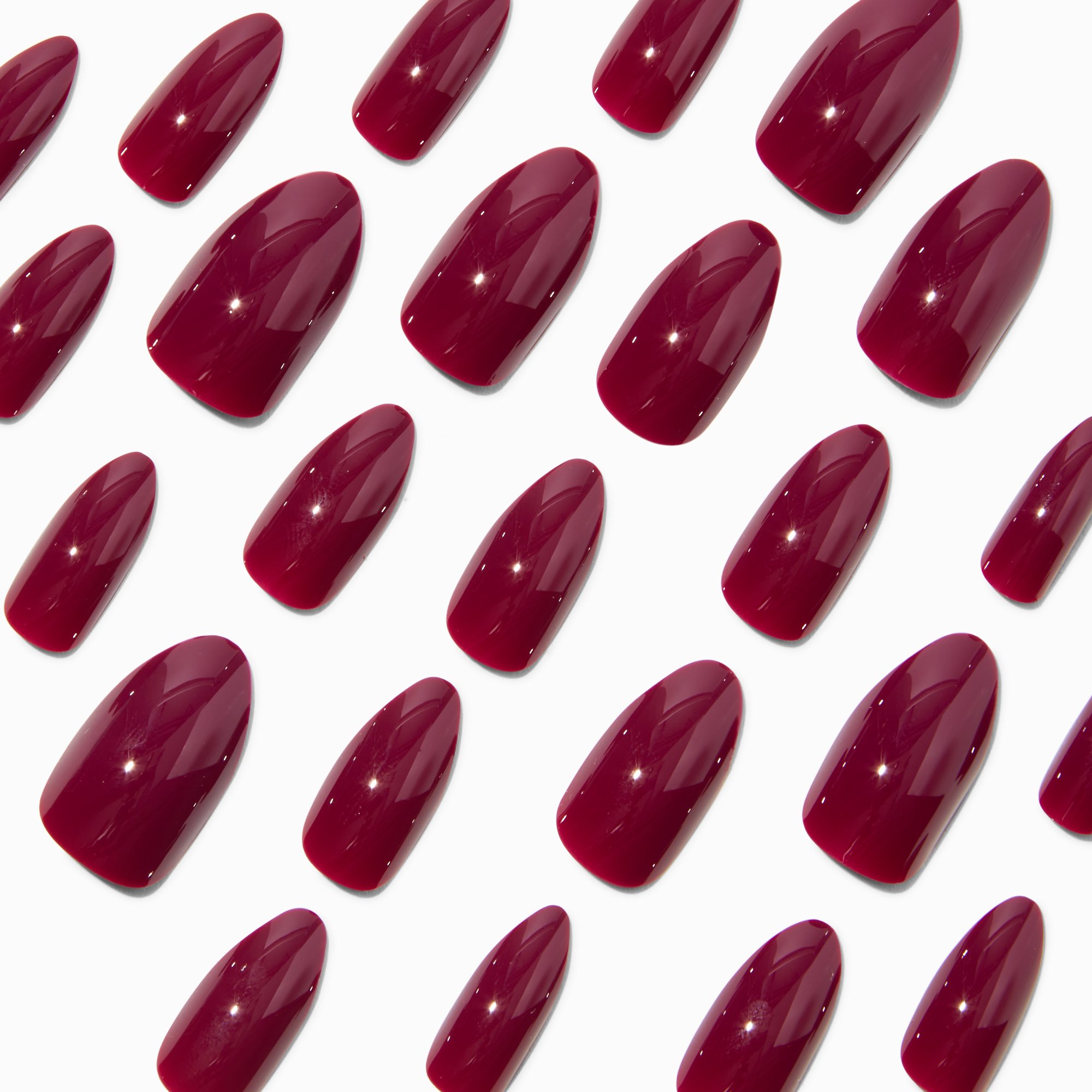Plum Glossy Stiletto Vegan Faux Nail Set - 24 Pack