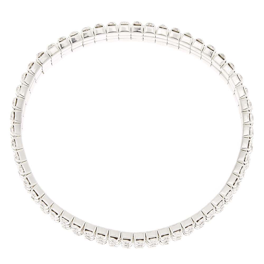 Silver Rhinestone Stretch Bracelet | Claire's US