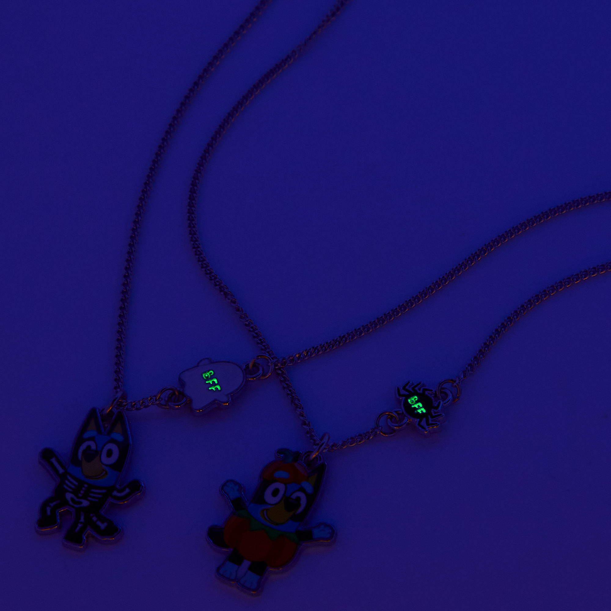 Bluey Best Friends Halloween Glow in the Dark Pendant Necklace Set - 2 Pack