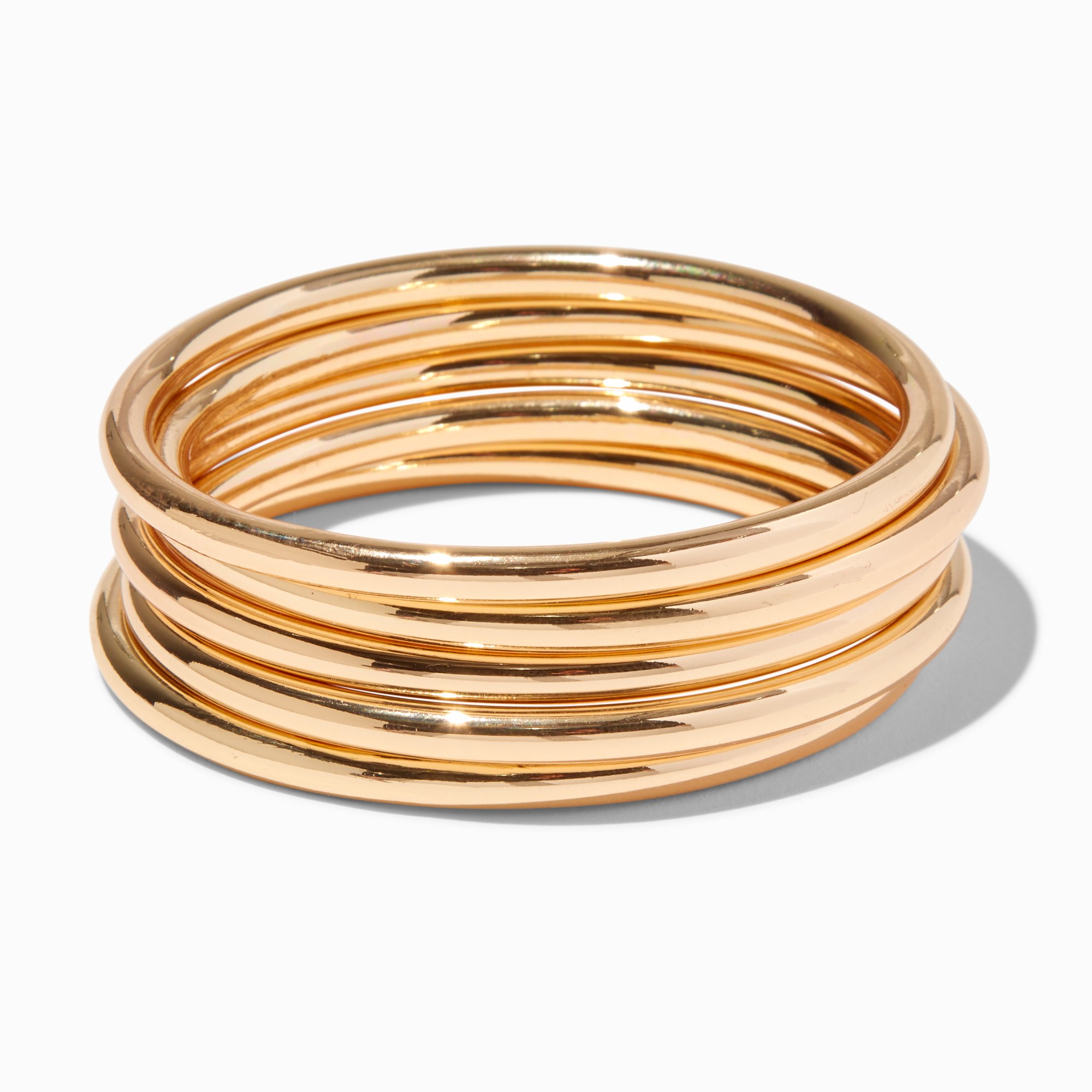 Gold-tone Thick Bangle Bracelets - 5 Pack