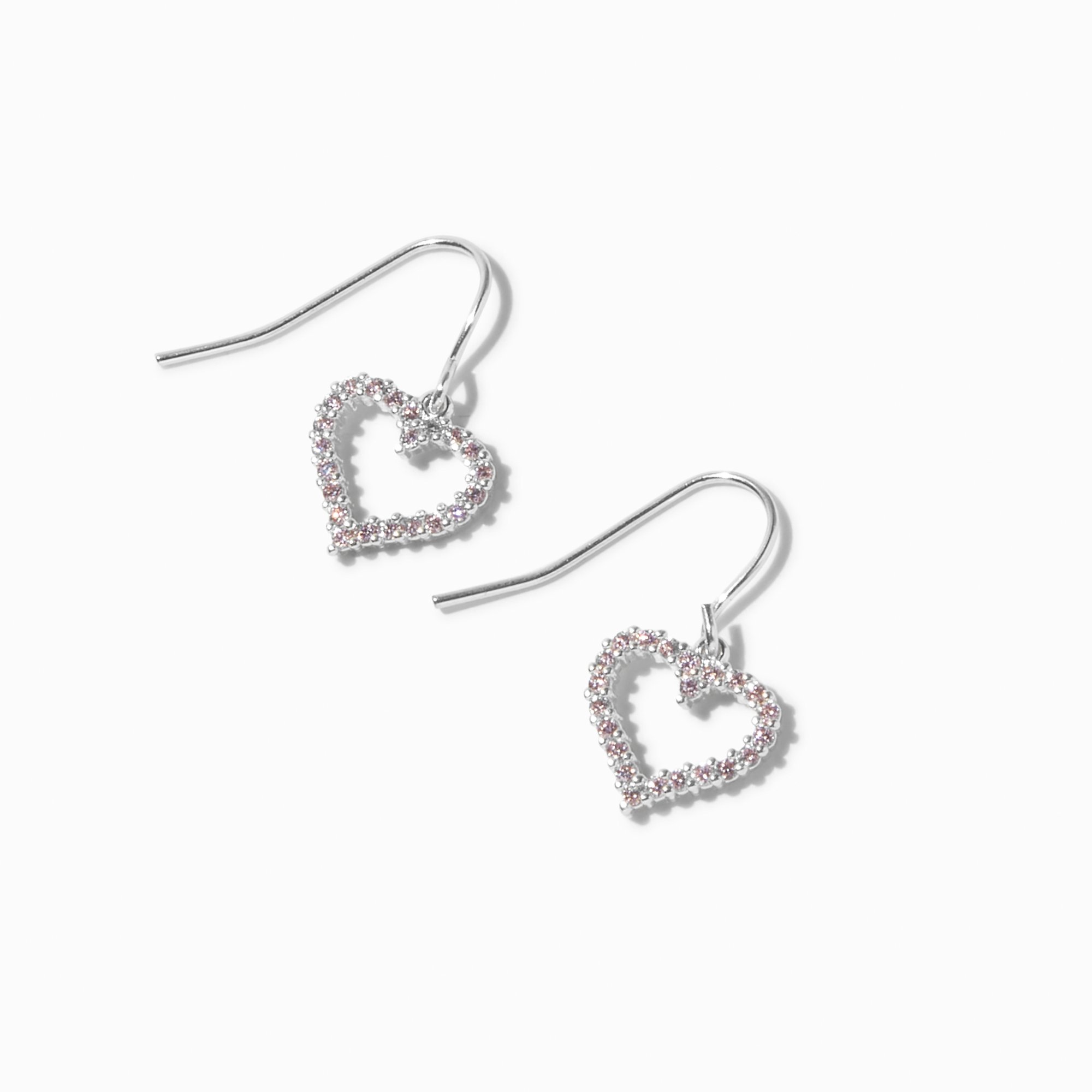 Pink Cubic Zirconia Heart Silver-tone 0.5