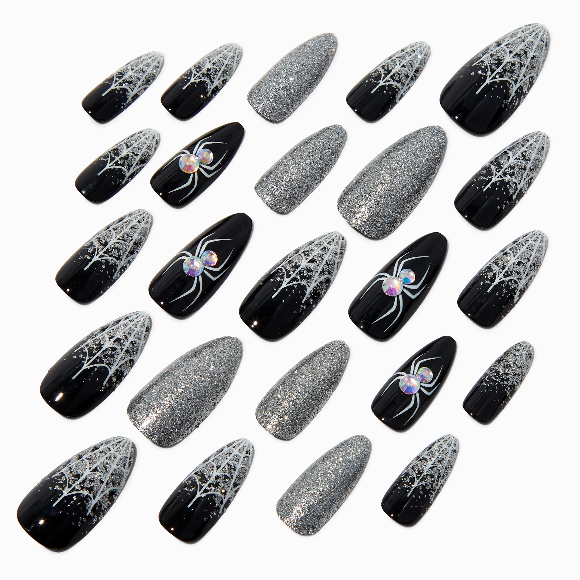 Spiderweb Halloween Squareletto Press On Faux Nail Set