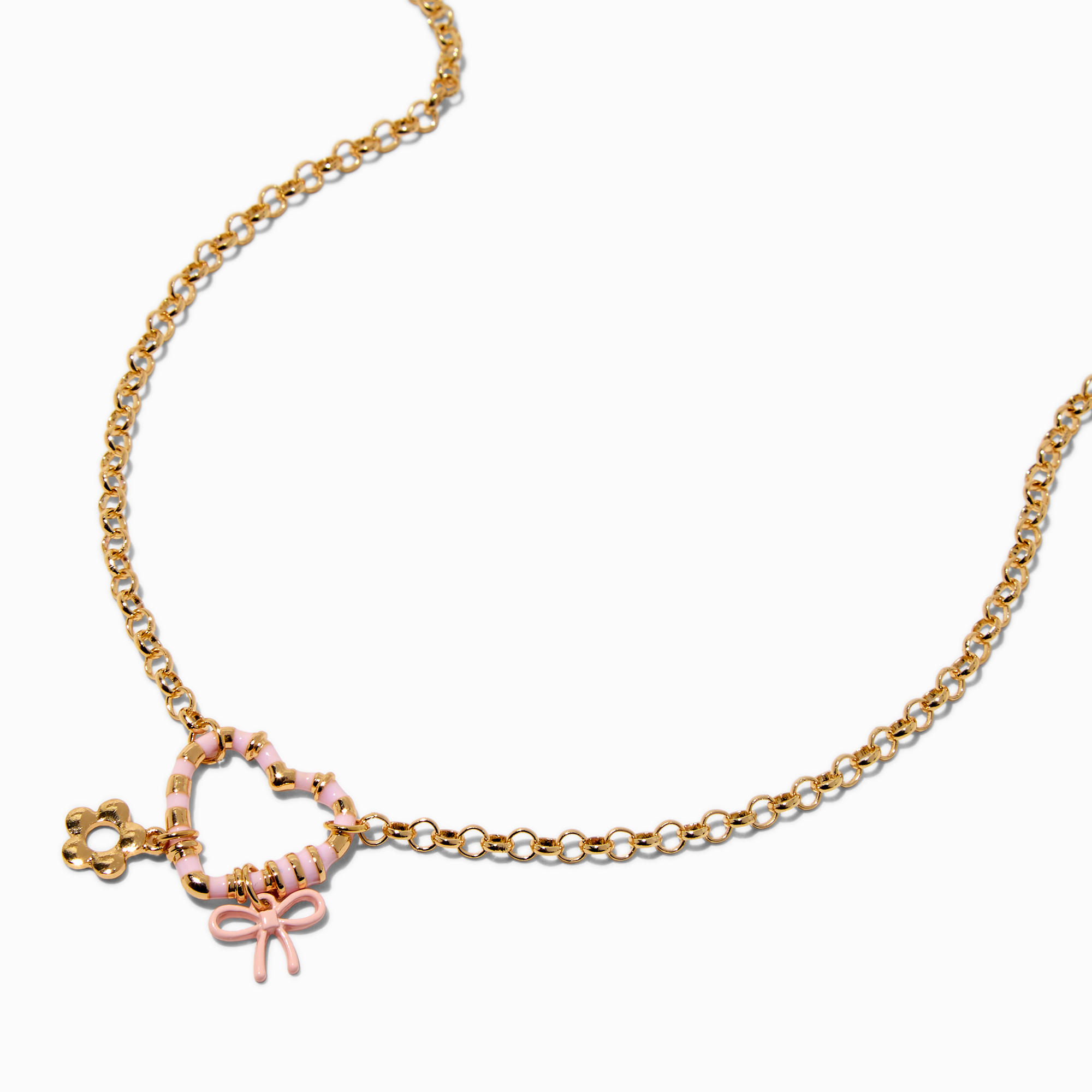 アクセサリー Bijou R.I Puffy Heart Carabiner Necklace Chunky Link Chain Necklace, Gold Love Heart Carabiner, Large