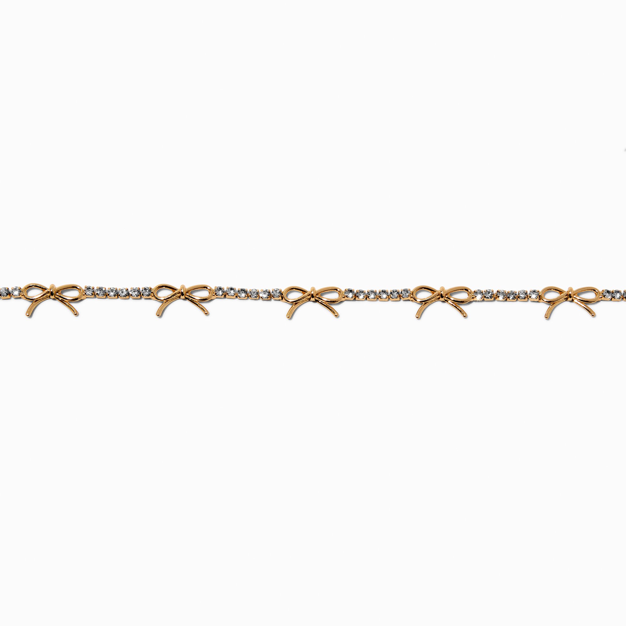 Gold-tone Bow Crystal Cup Chain Bracelet