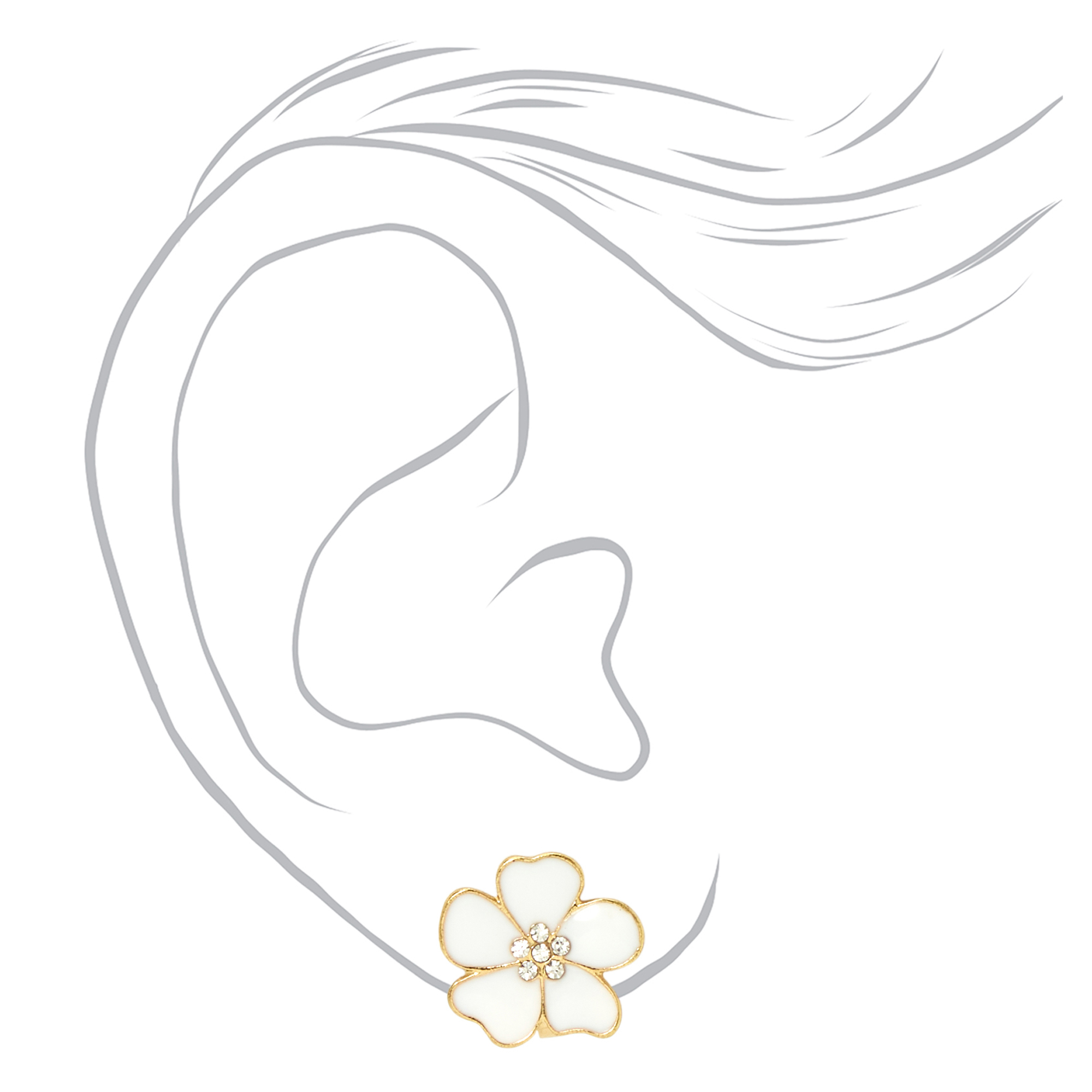 White Flower Clip-On Earrings
