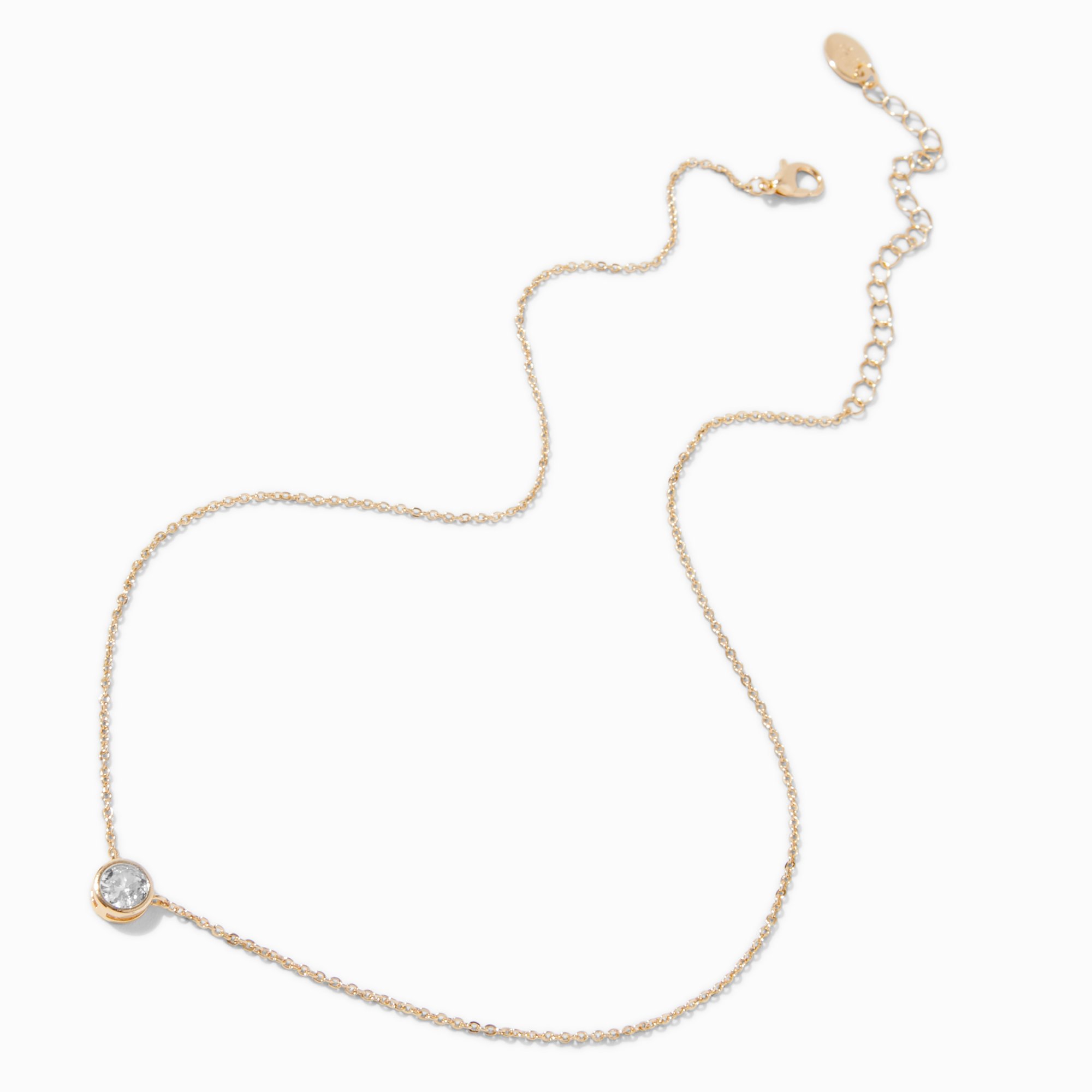 Gold-tone Cubic Zirconia Round Pendant Necklace