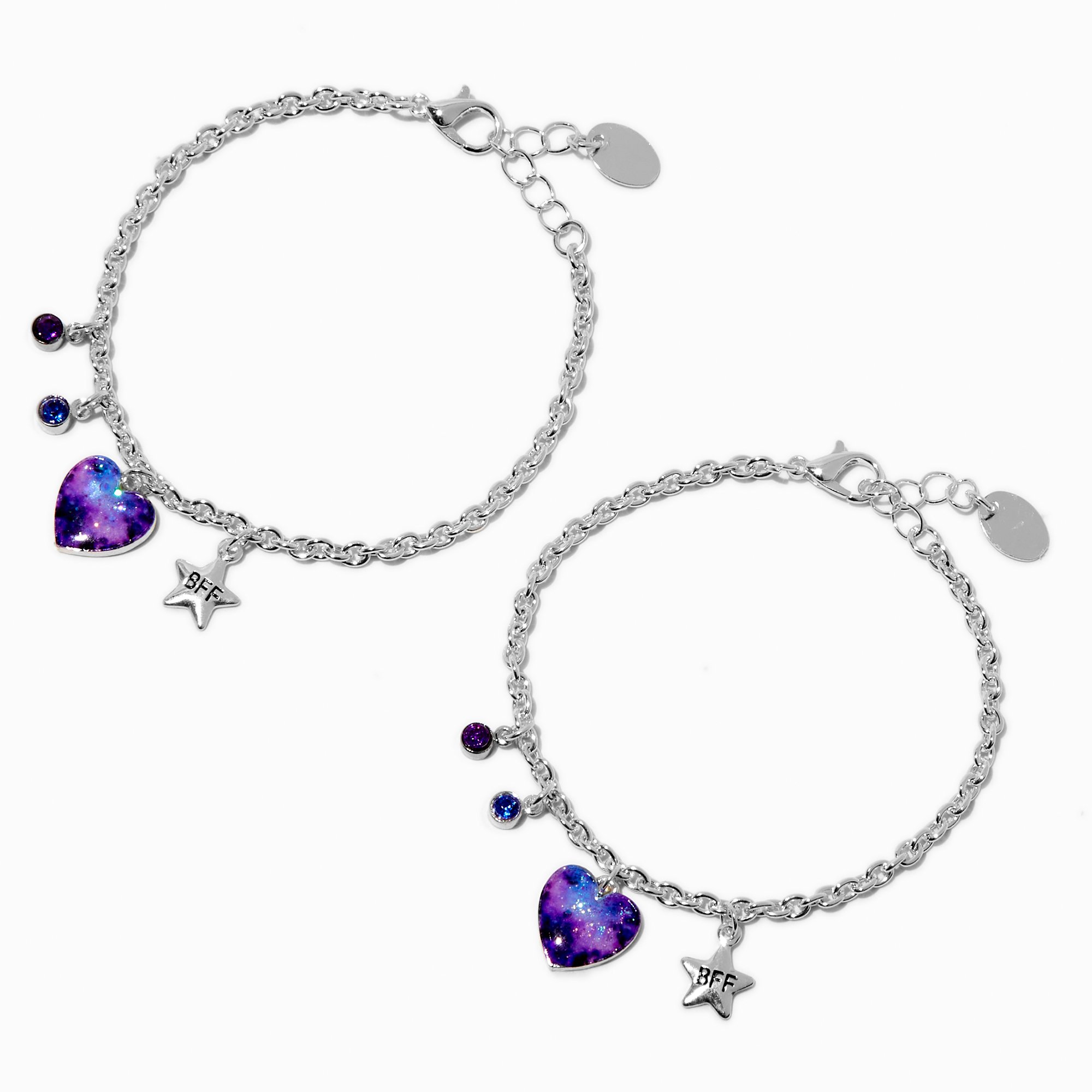 Best Friends Galaxy Heart Chain Bracelets - 2 Pack