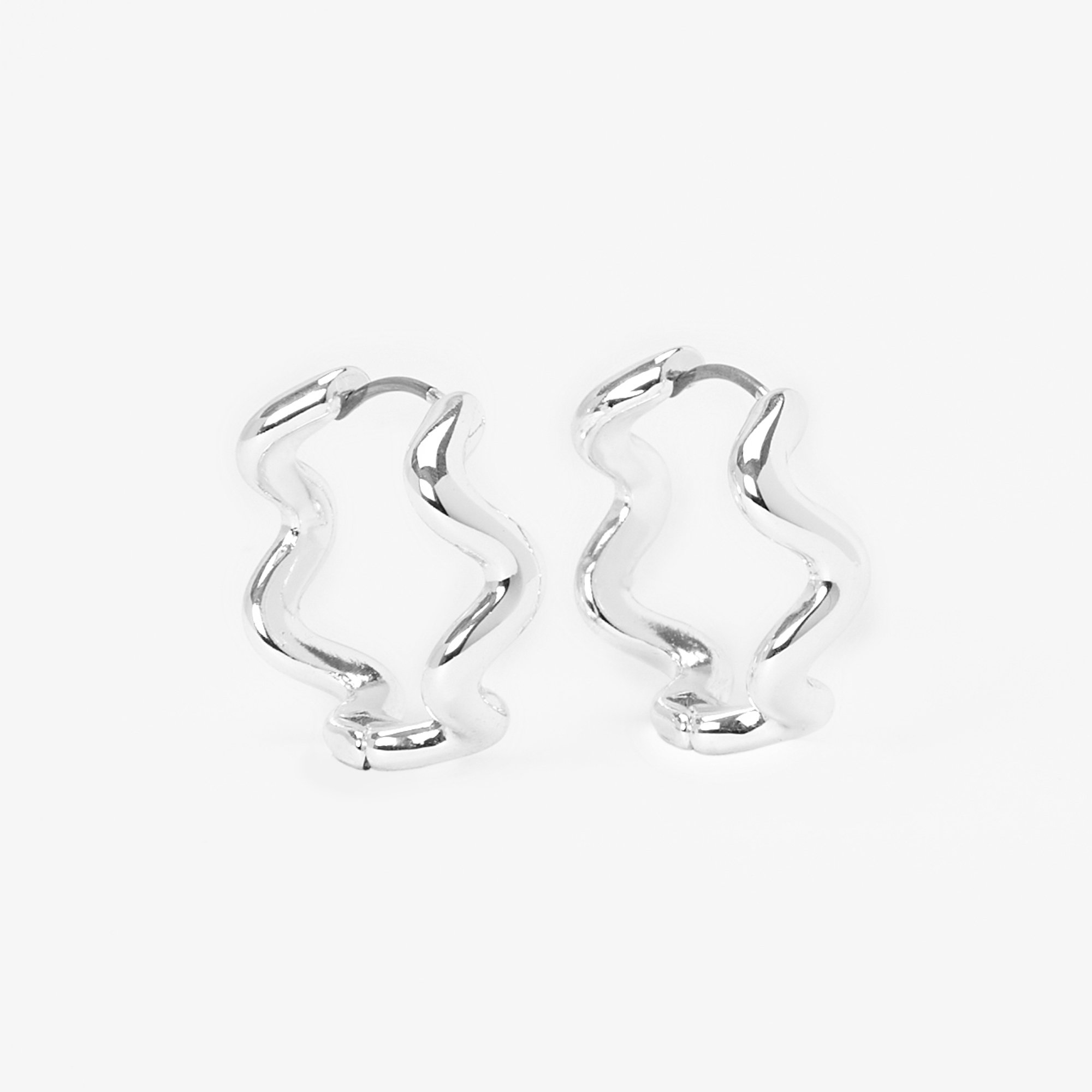 Silver-tone Squiggle Zig Zag 20MM Hoop Earrings | Claire's US